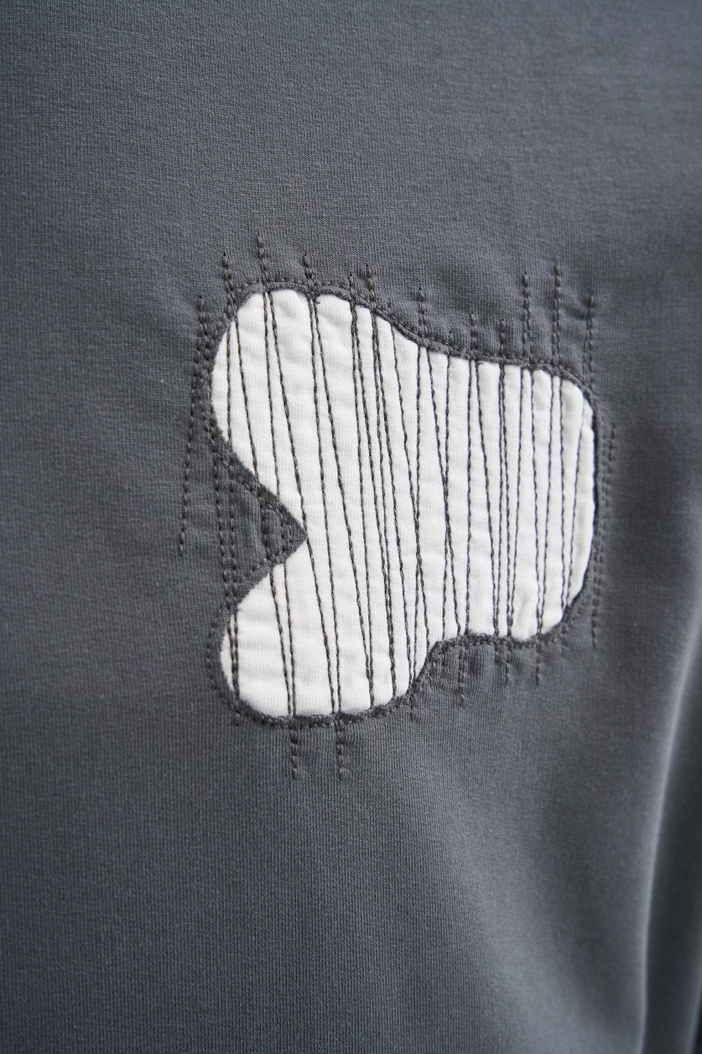 Erkek Patchwork and Stitched Oversize Tişört Duman