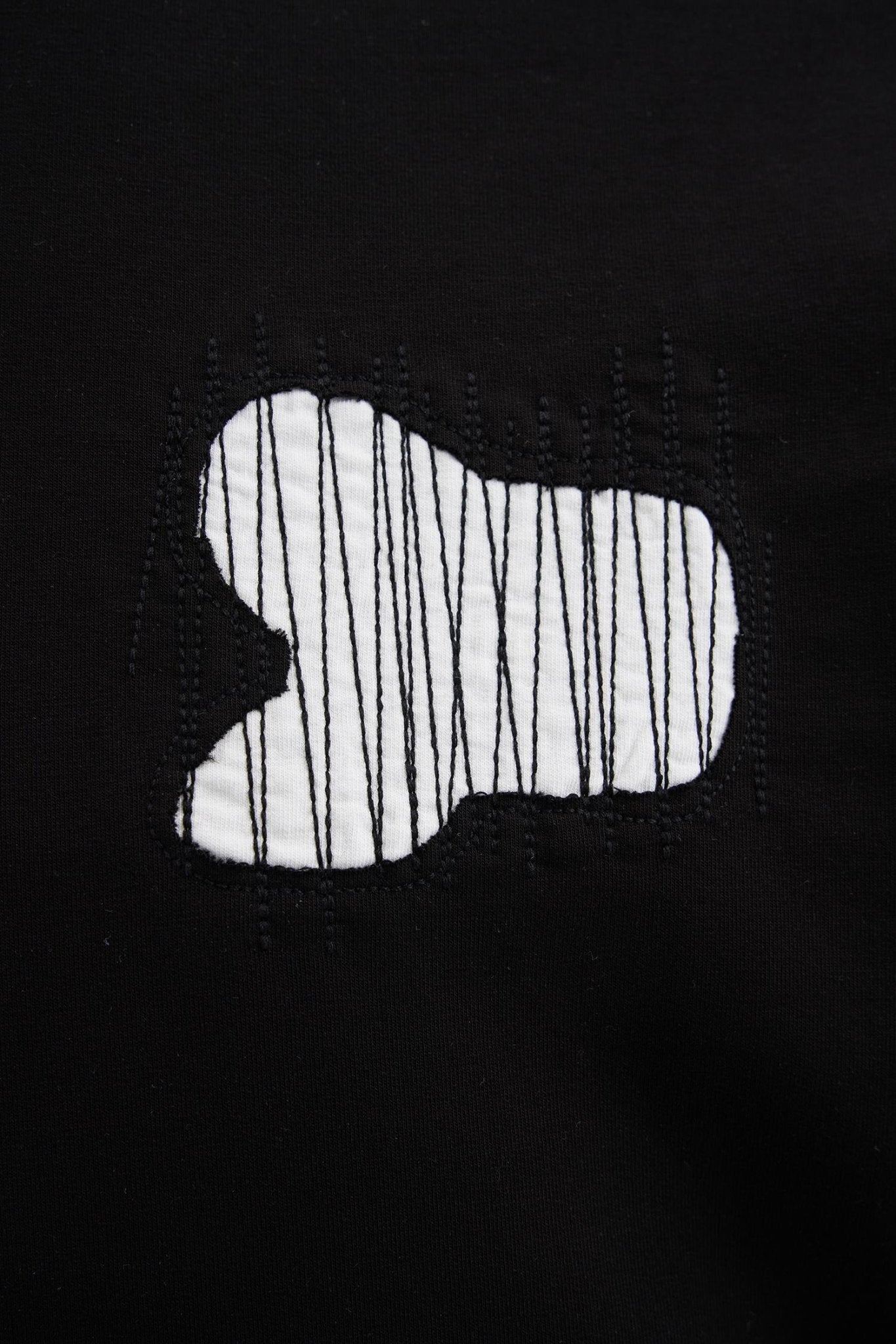 Erkek Patchwork and Stitched Oversize Tişört Siyah