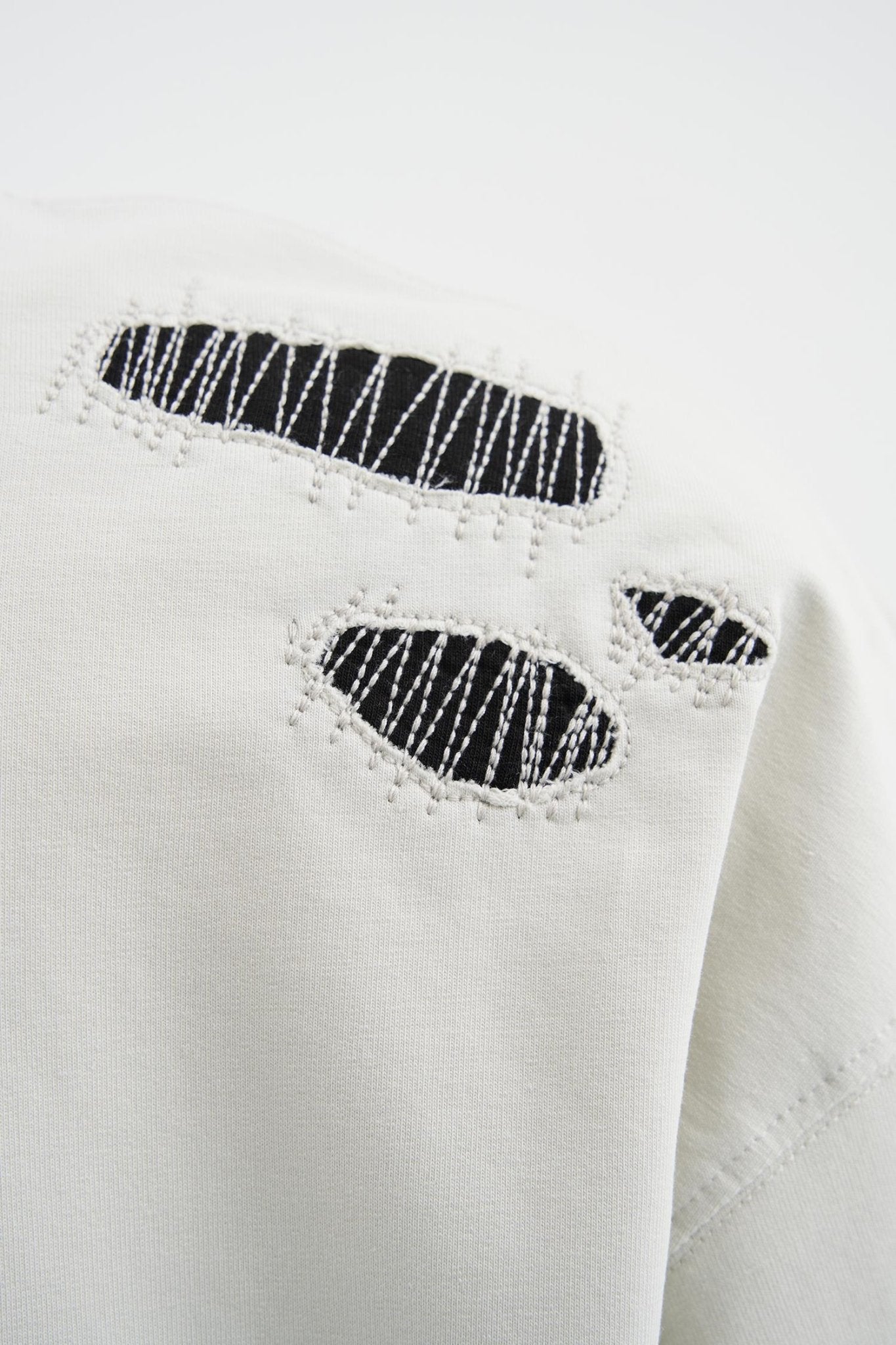 Erkek Patchwork and Stitched Oversize Tişört Uzay Grisi
