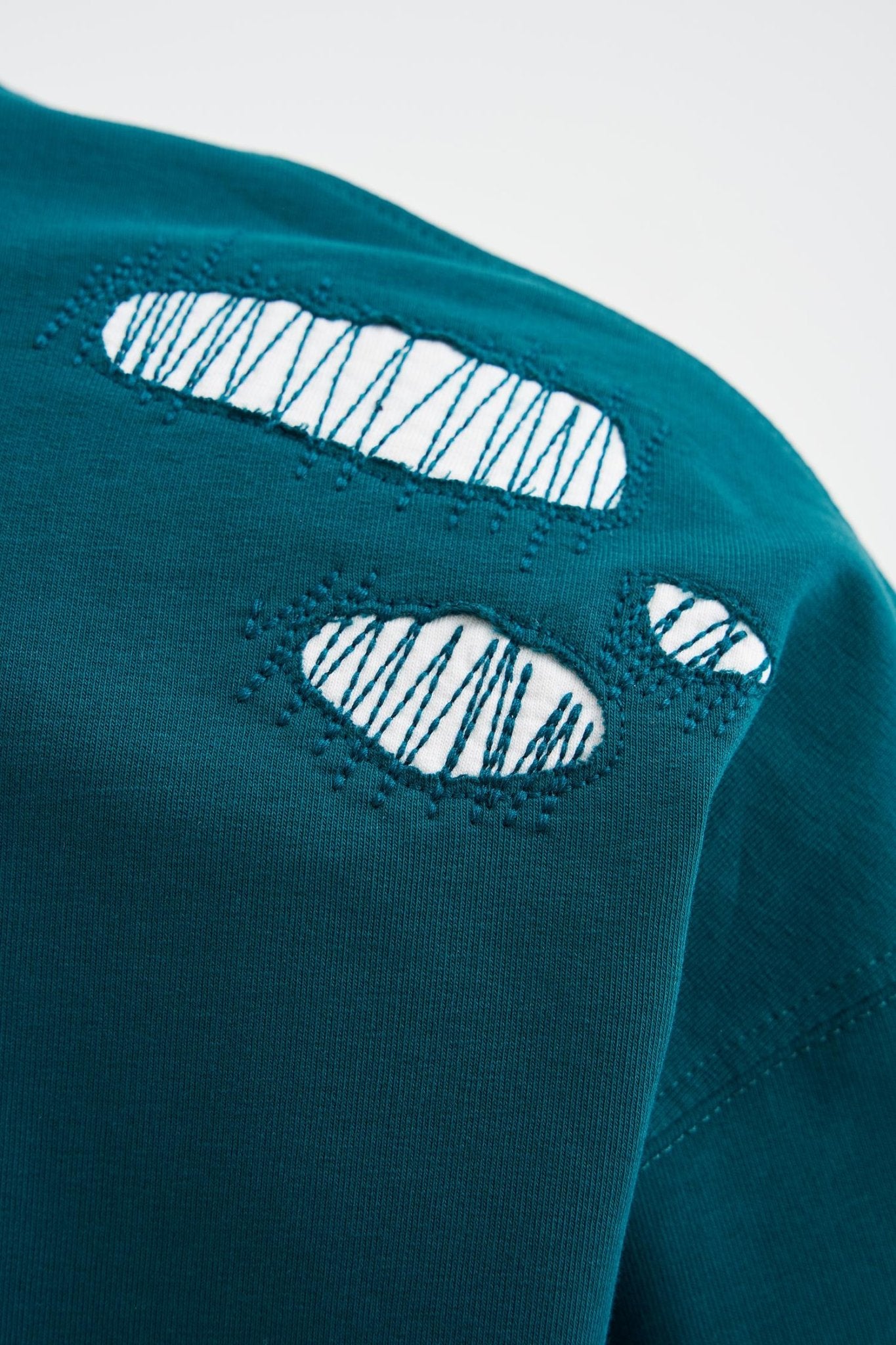 Erkek Patchwork and Stitched Oversize Tişört Yağ Yeşili