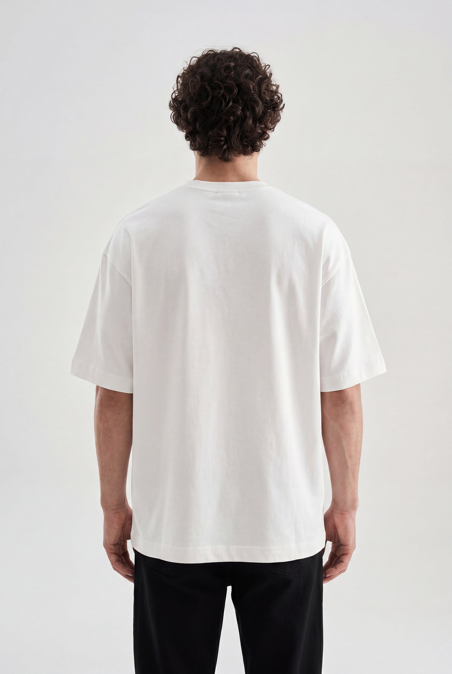 Erkek Patchwork Printed Oversize Tişört Ekru-3
