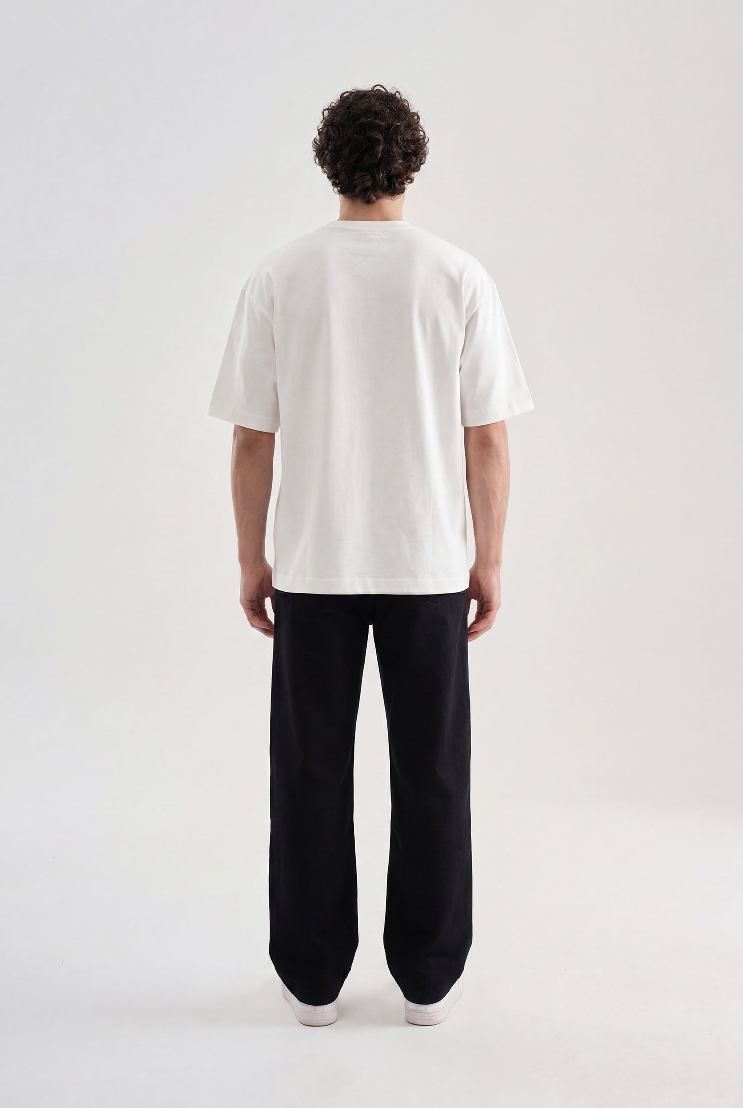 Erkek Patchwork Printed Oversize Tişört Ekru-5