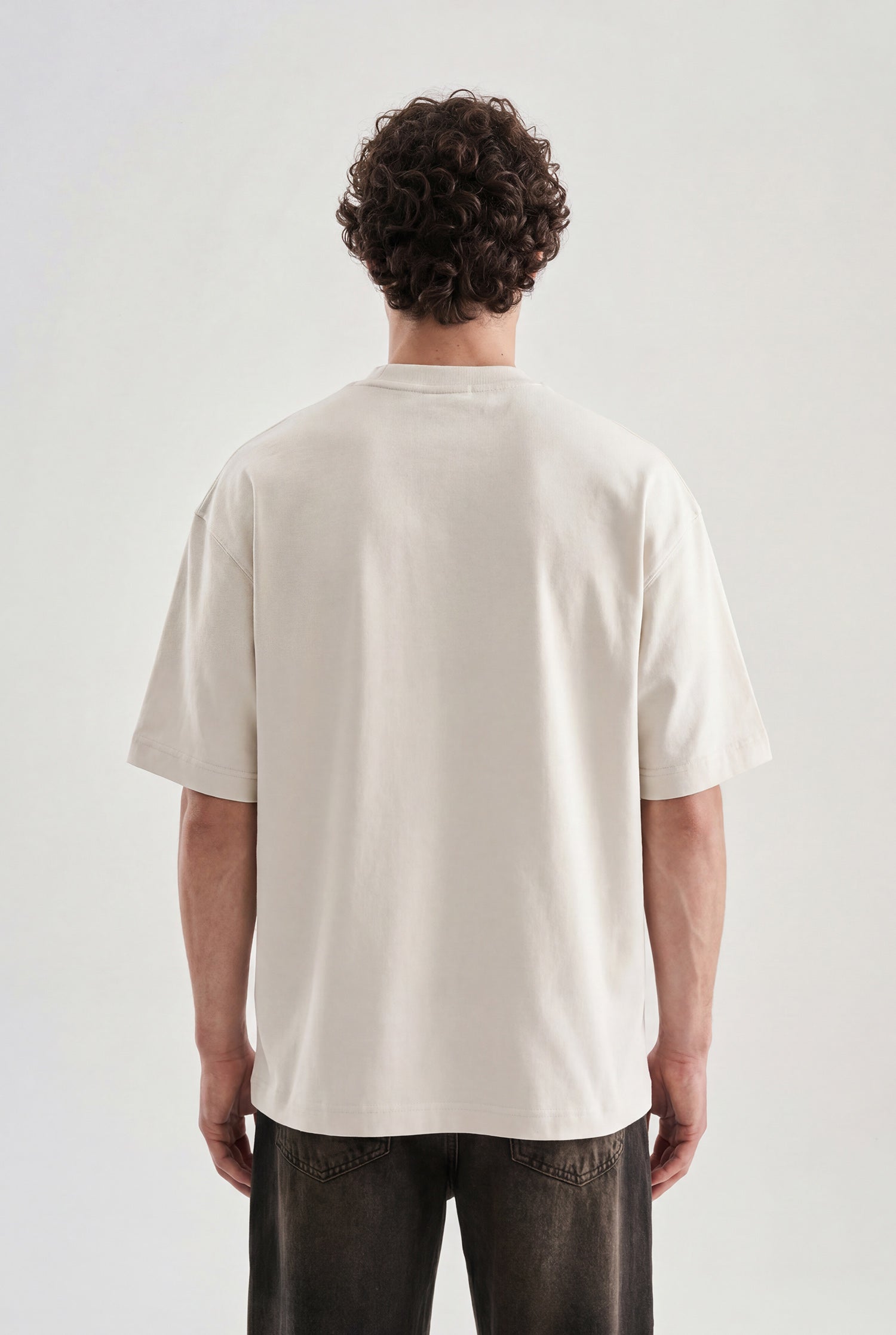 Erkek Patchwork Printed Oversize Tişört Uzay Grisi-3