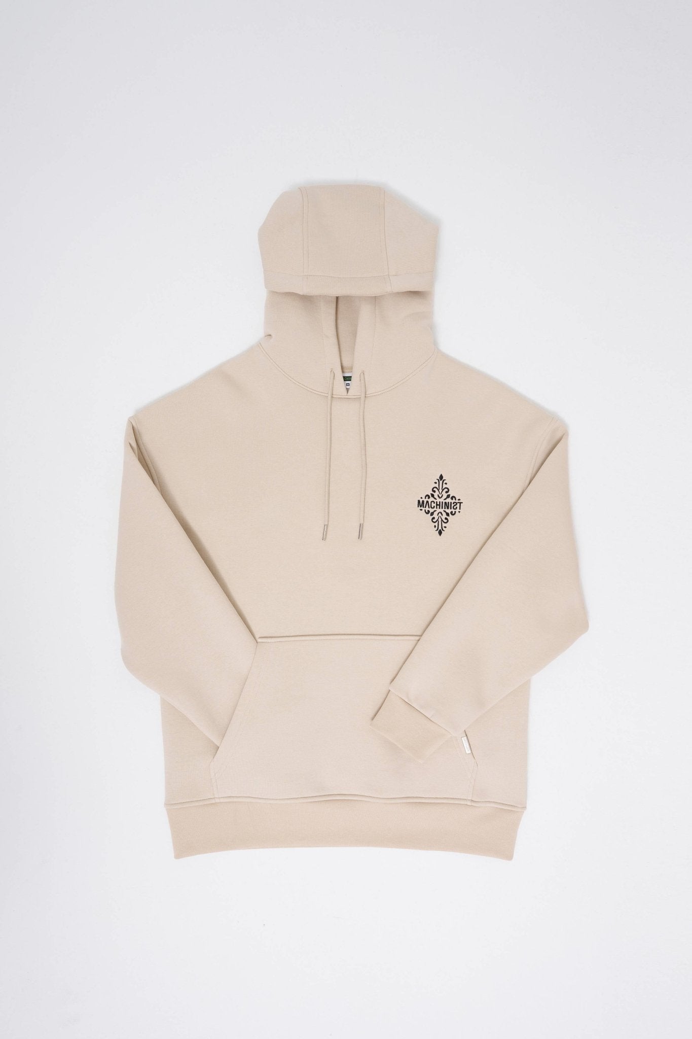 Erkek Patcwork Embroidered Kapüşonlu Sweatshirt Açık Bej