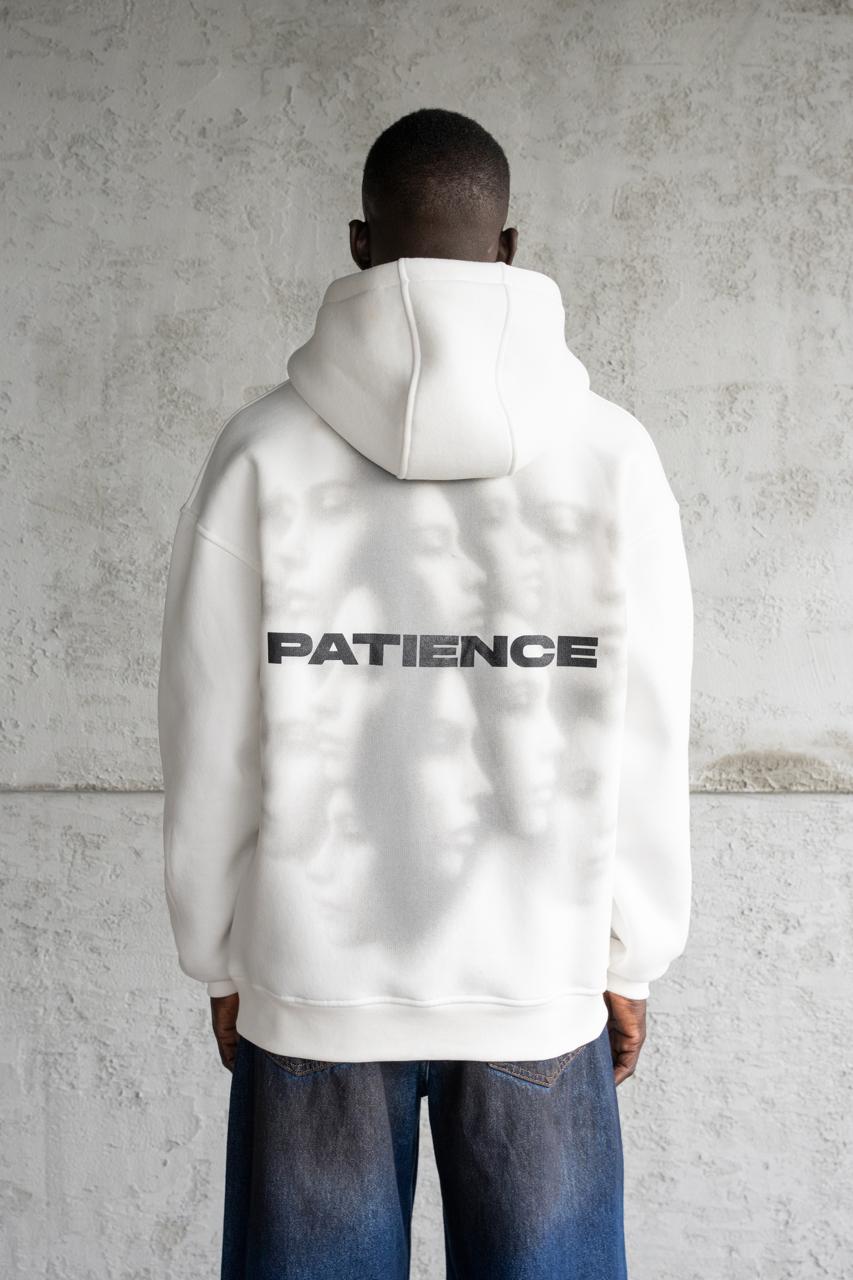 Erkek Patience Baskılı Kapüşonlu Sweatshirt Ekru