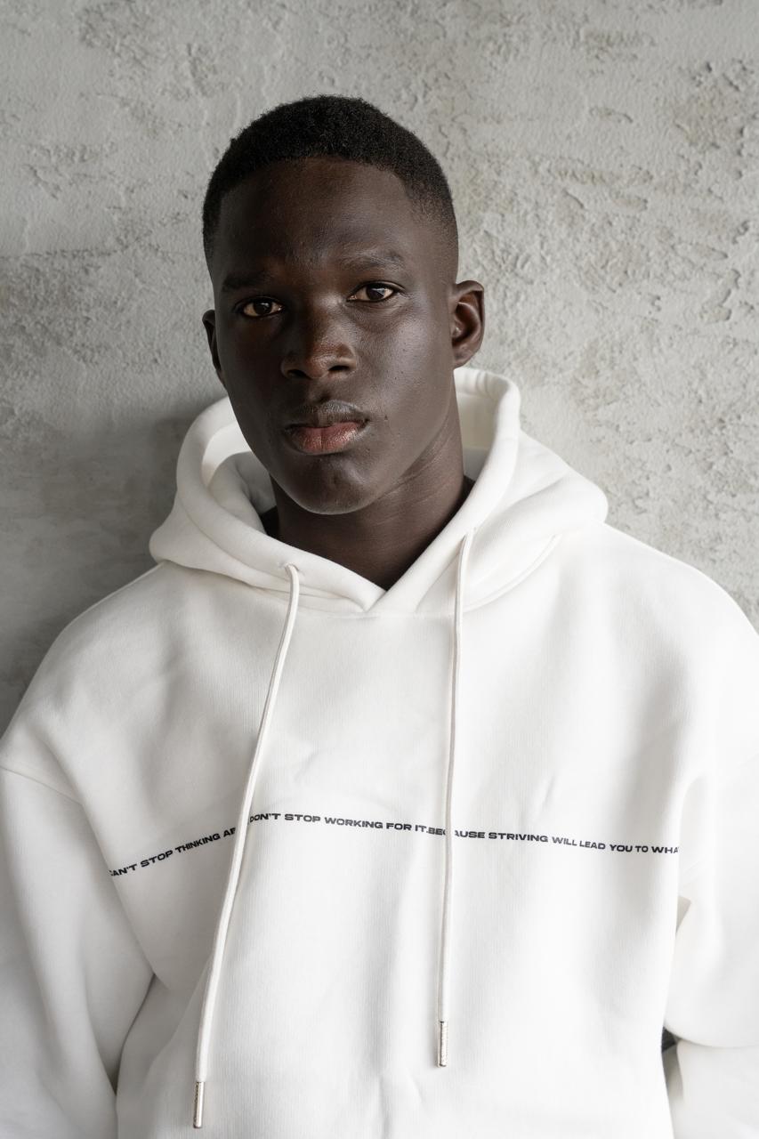 Erkek Patience Baskılı Kapüşonlu Sweatshirt Ekru