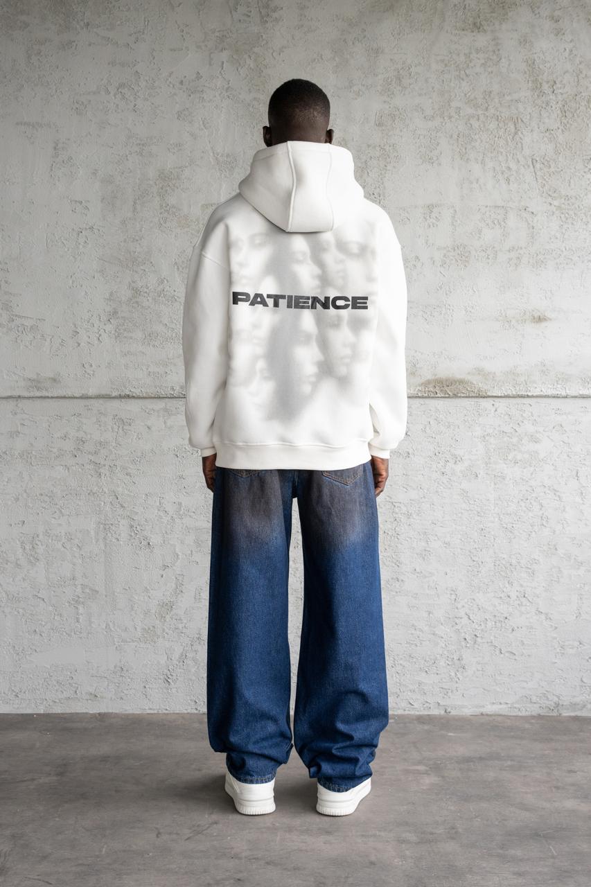 Erkek Patience Baskılı Kapüşonlu Sweatshirt Ekru