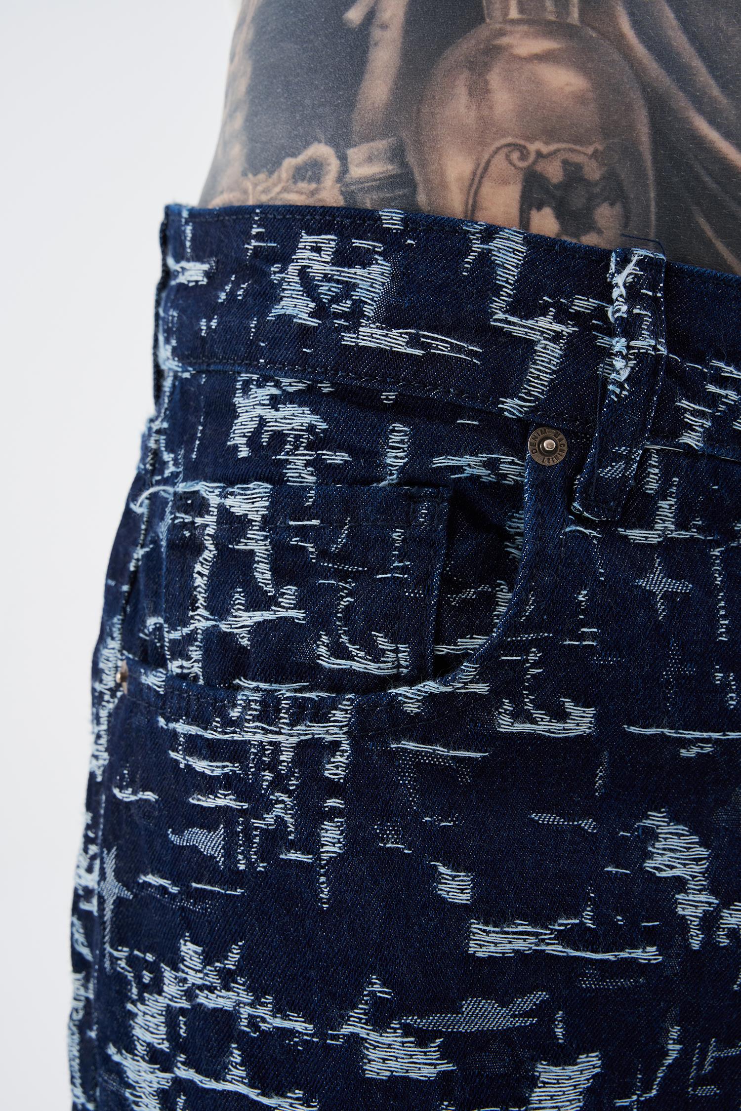 Erkek Patterned And Textured Jean Mavi