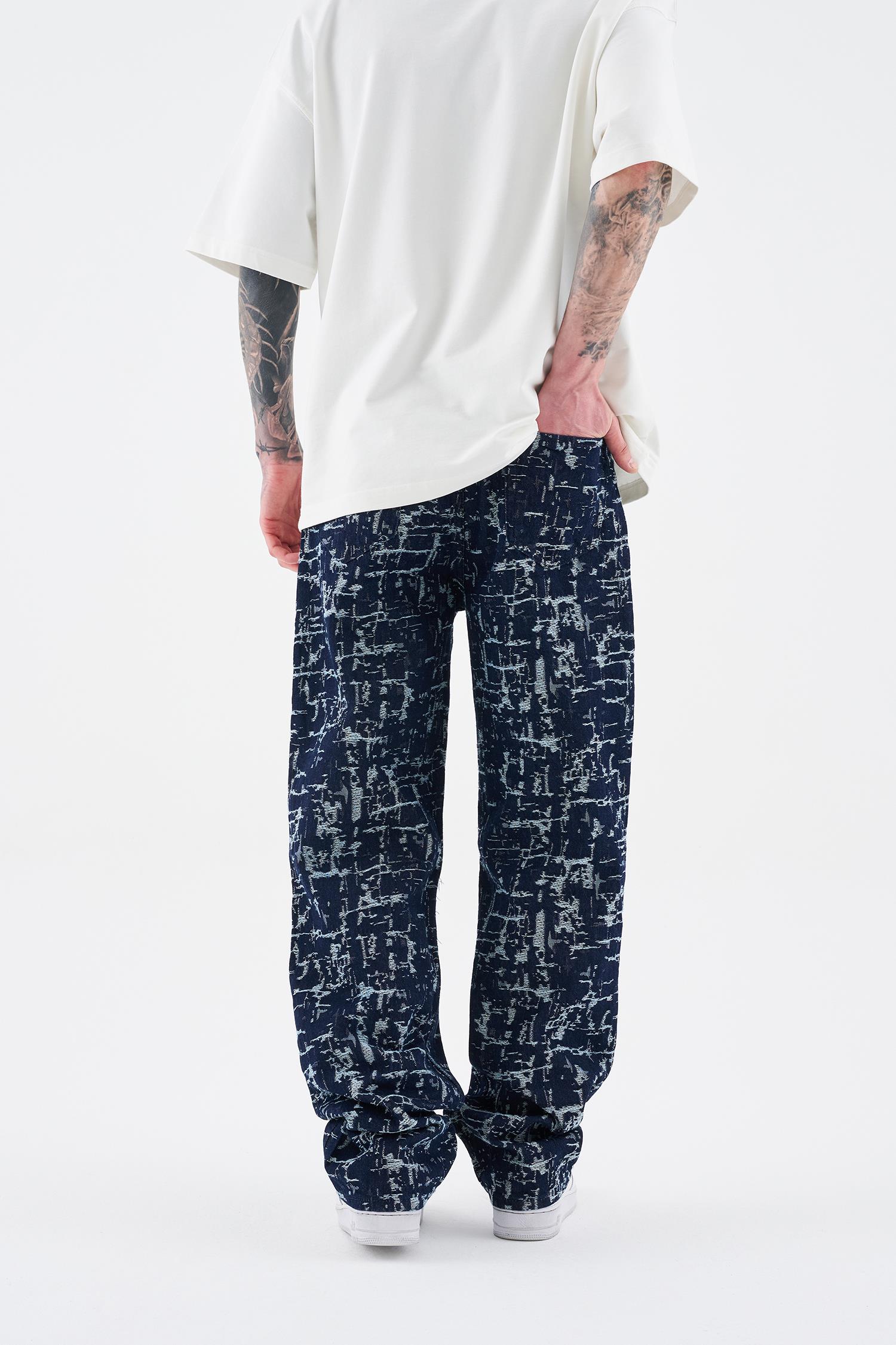 Erkek Patterned And Textured Jean Mavi