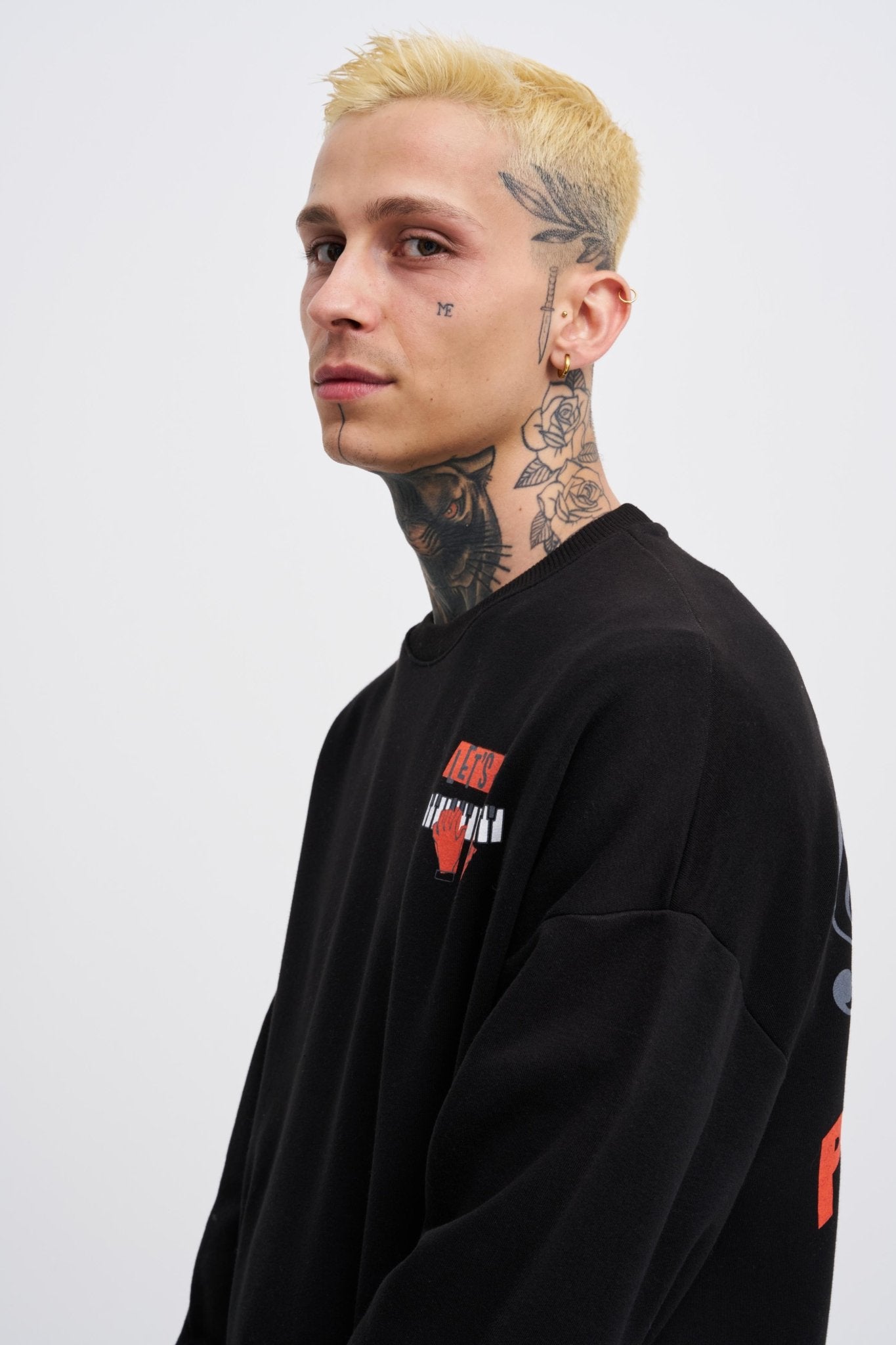 Erkek Piano Şardonlu Sweatshirt Siyah