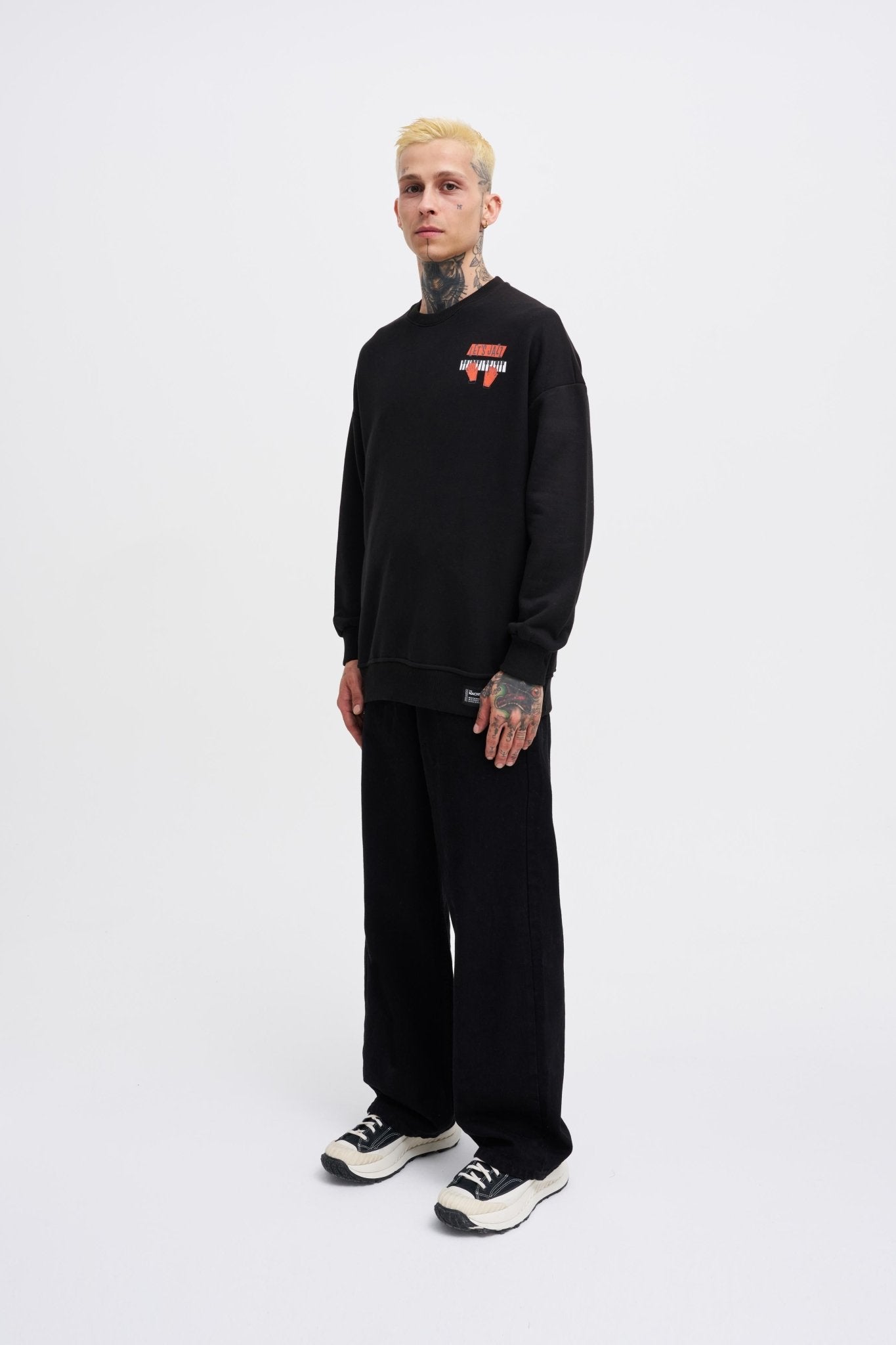 Erkek Piano Şardonlu Sweatshirt Siyah