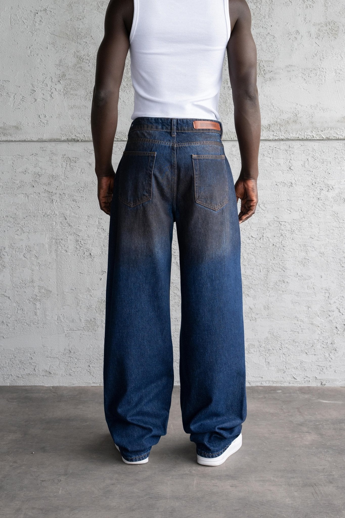 Erkek Pigment Kaplama Efektli Baggy Jean Pantolon Mavi