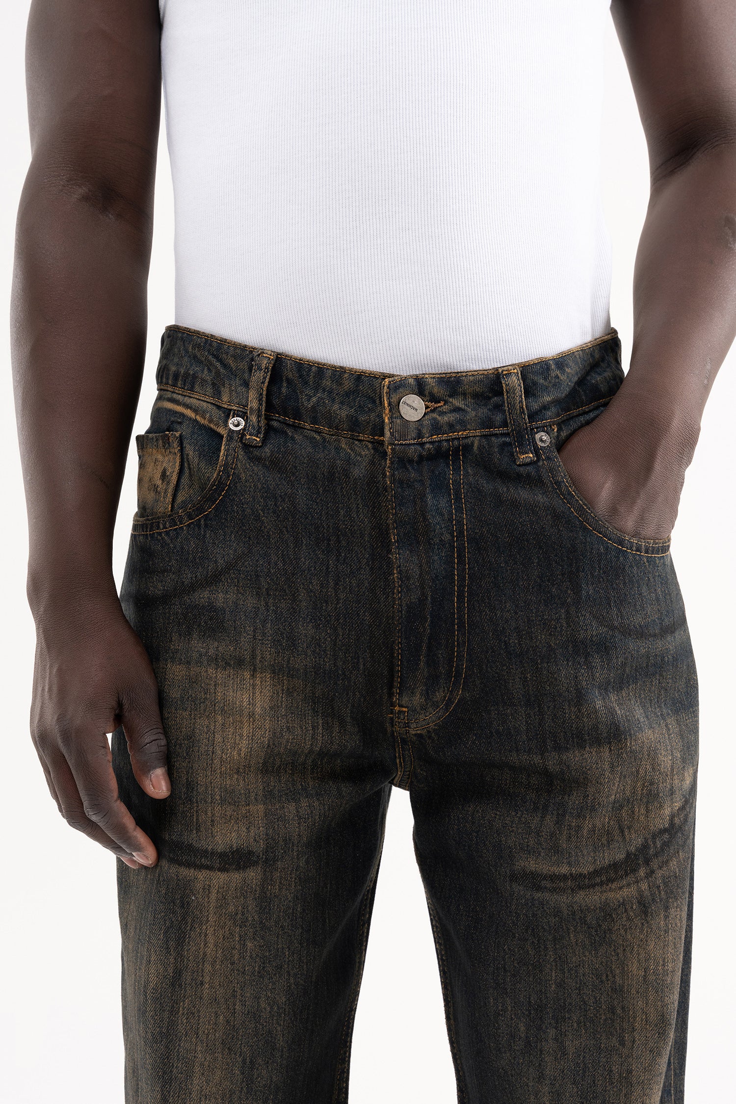 Erkek Pigment Kaplama Efektli Baggy Jean Pantolon Ocean Fade-3