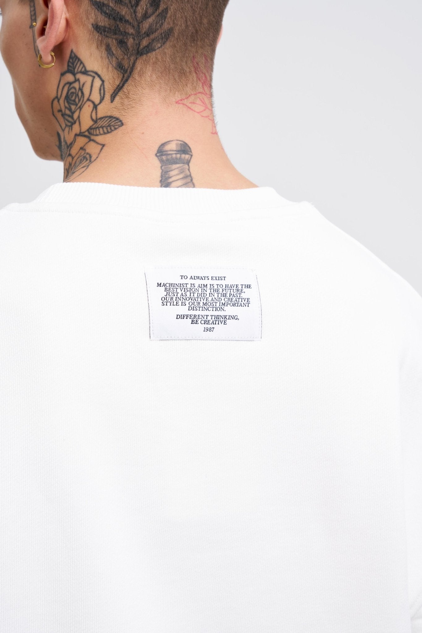 Erkek Pocket and Pieced Sweatshirt Ekru - Siyah