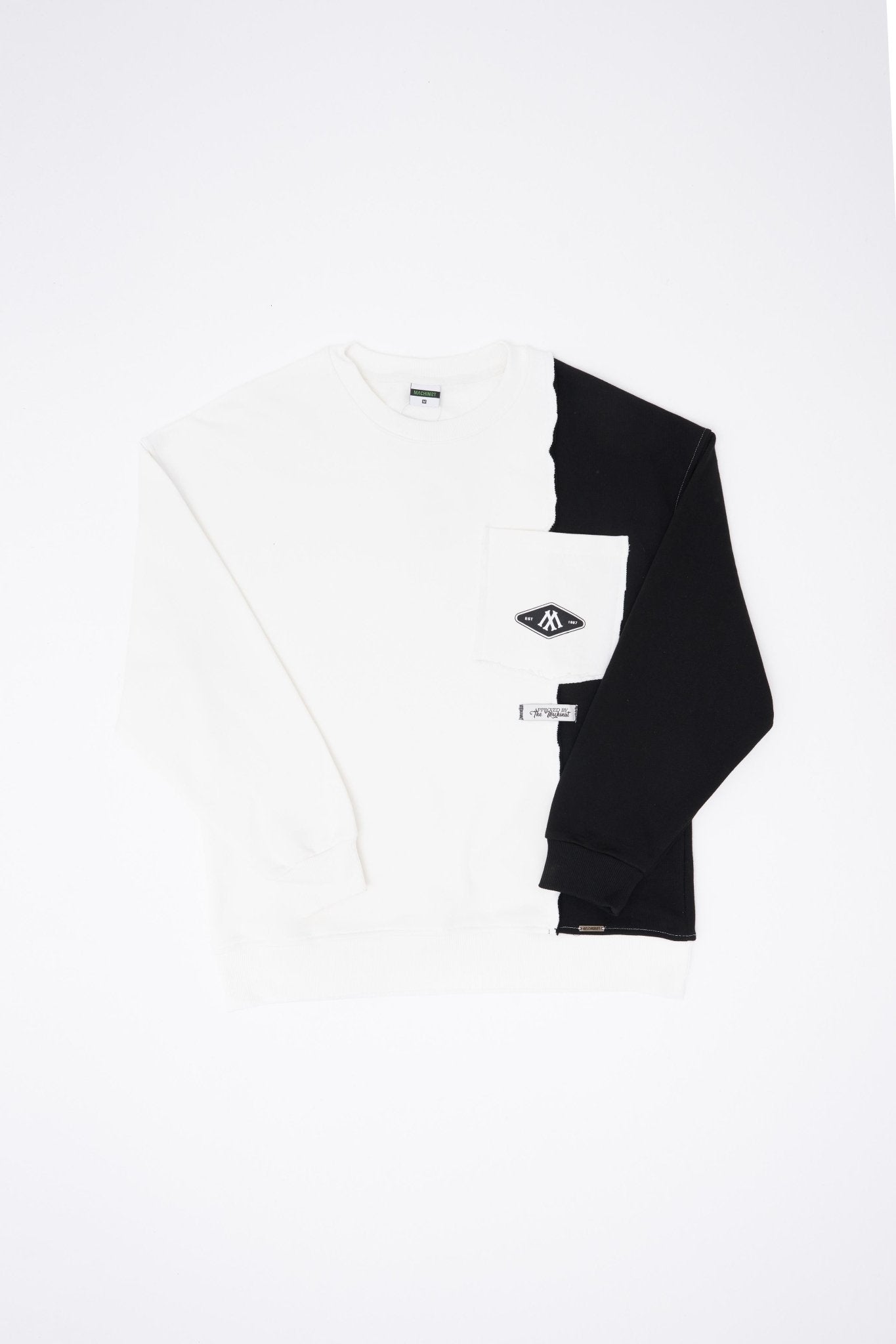 Erkek Pocket and Pieced Sweatshirt Ekru - Siyah
