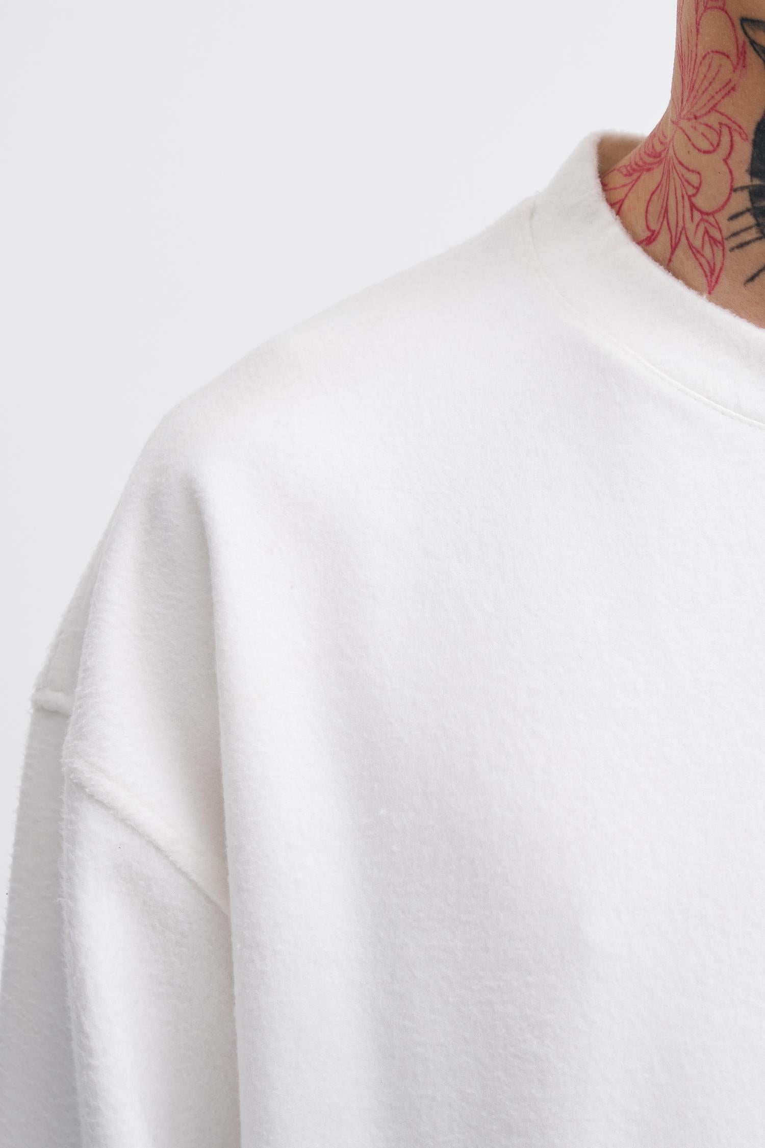 Erkek Ponte Kaşmir Oversize Sweatshirt Ekru