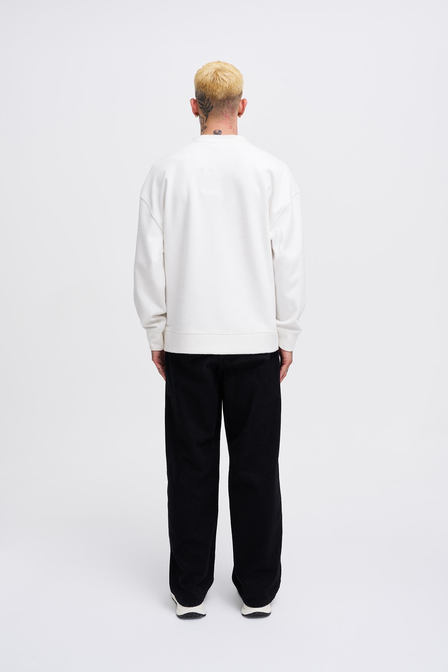 Erkek Ponte Kaşmir Oversize Sweatshirt Ekru