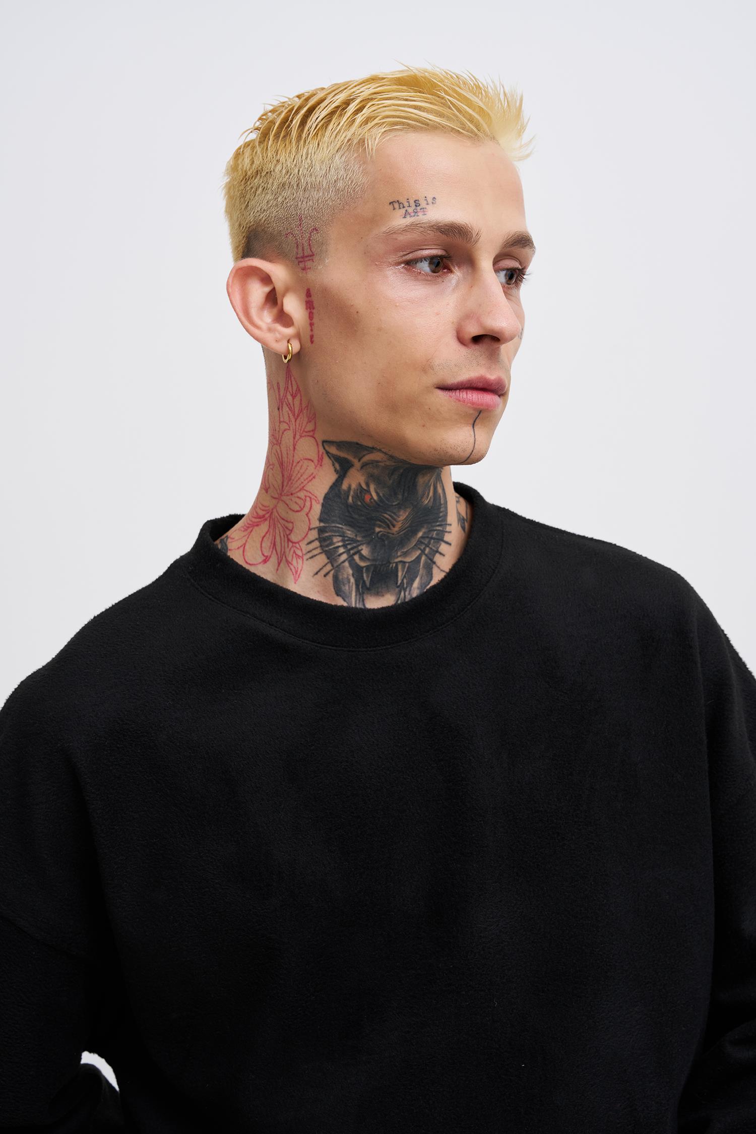 Erkek Ponte Kaşmir Oversize Sweatshirt Siyah