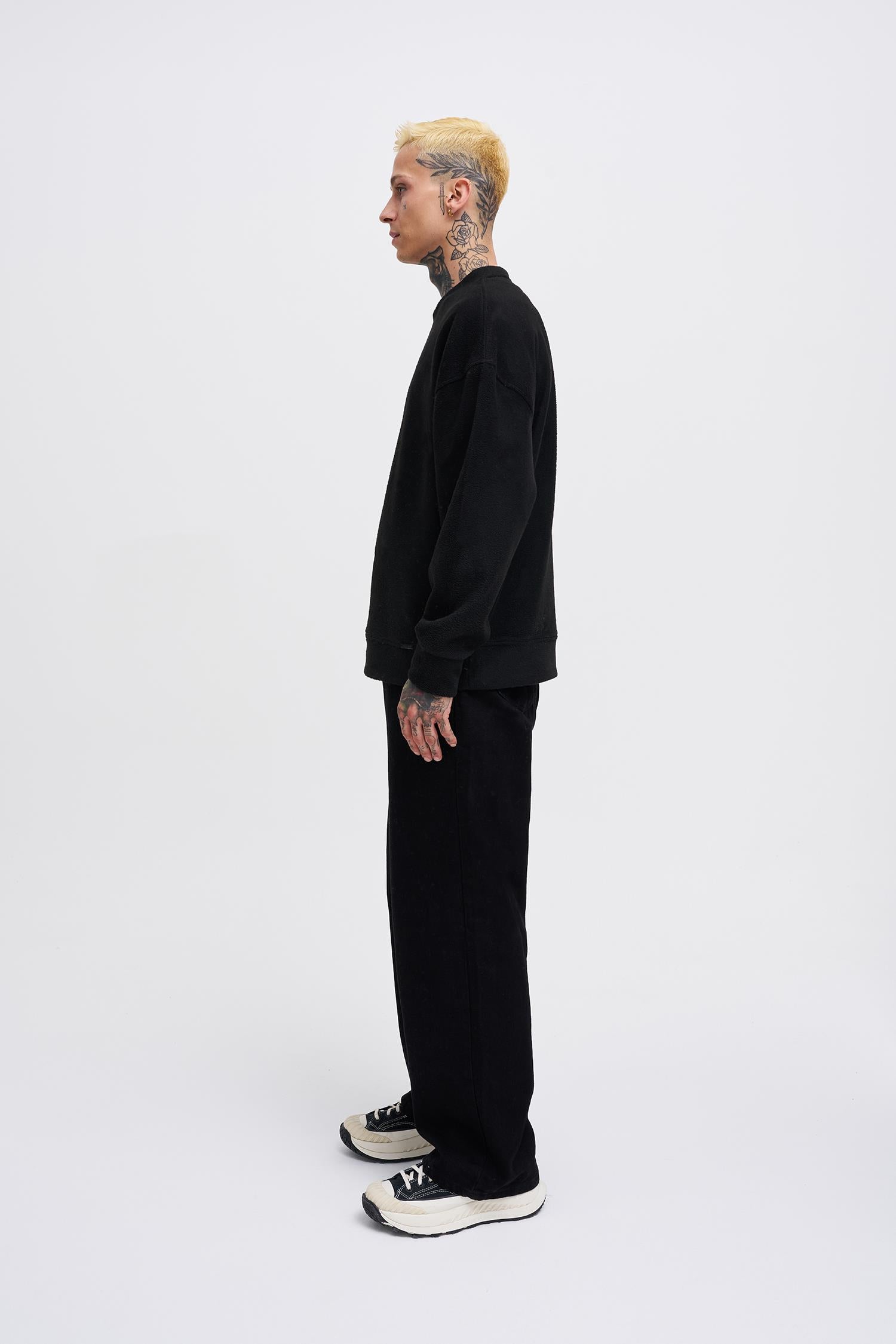 Erkek Ponte Kaşmir Oversize Sweatshirt Siyah