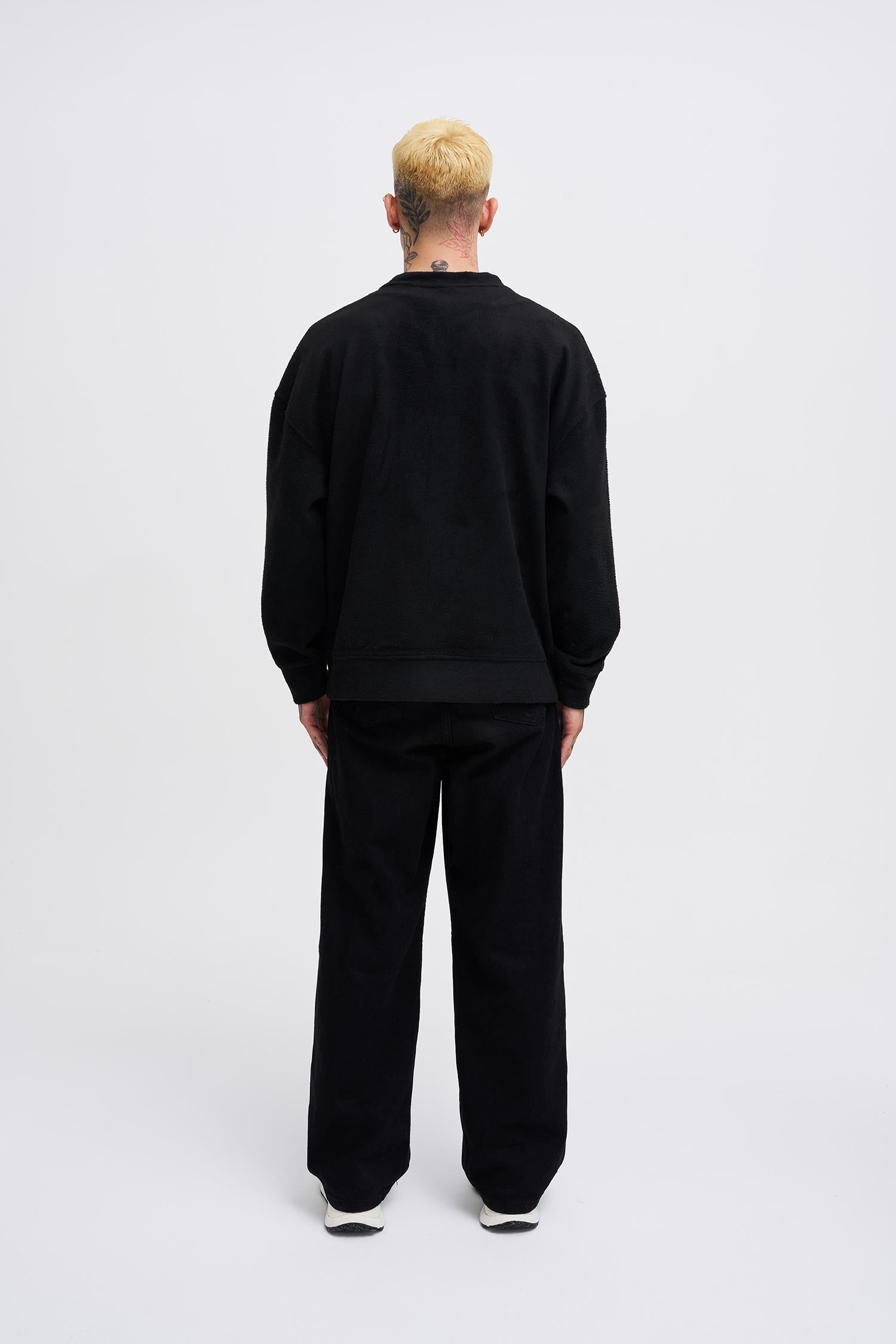 Erkek Ponte Kaşmir Oversize Sweatshirt Siyah