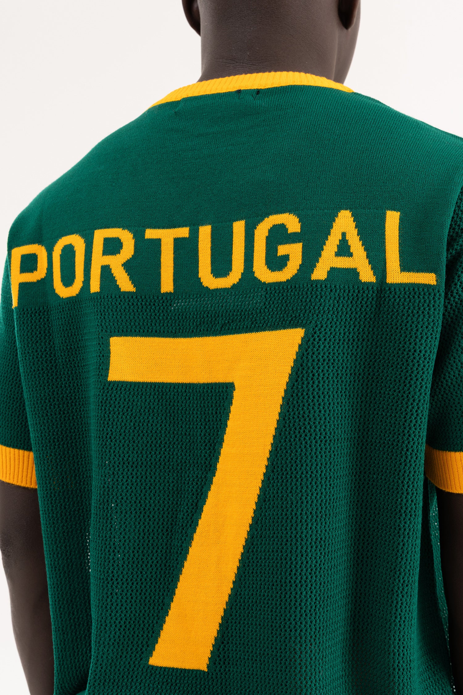 Erkek Portugal Patterned Knit Triko Tişört Yeşil-8