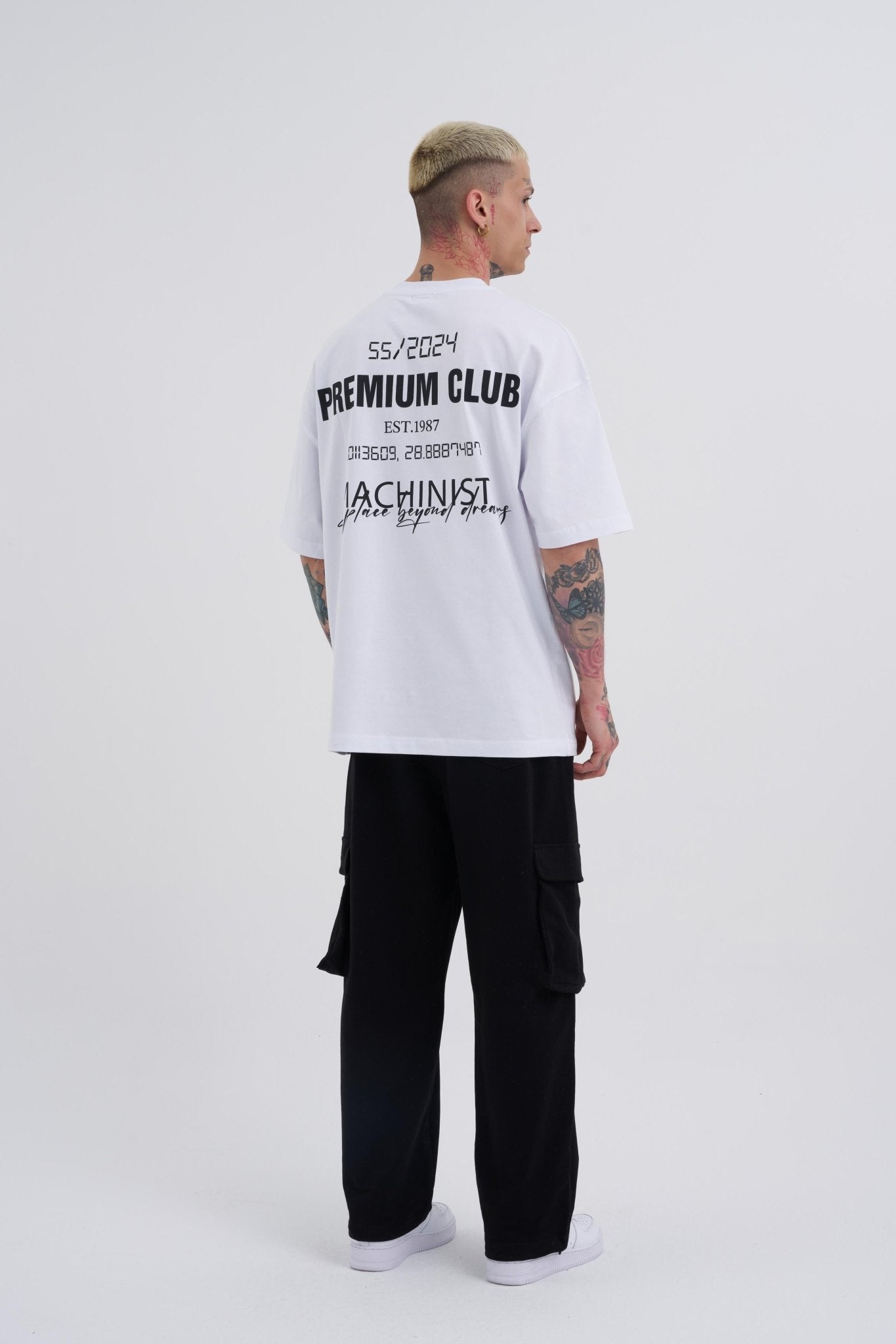 Erkek Premıum Club Oversize Tişört Beyaz