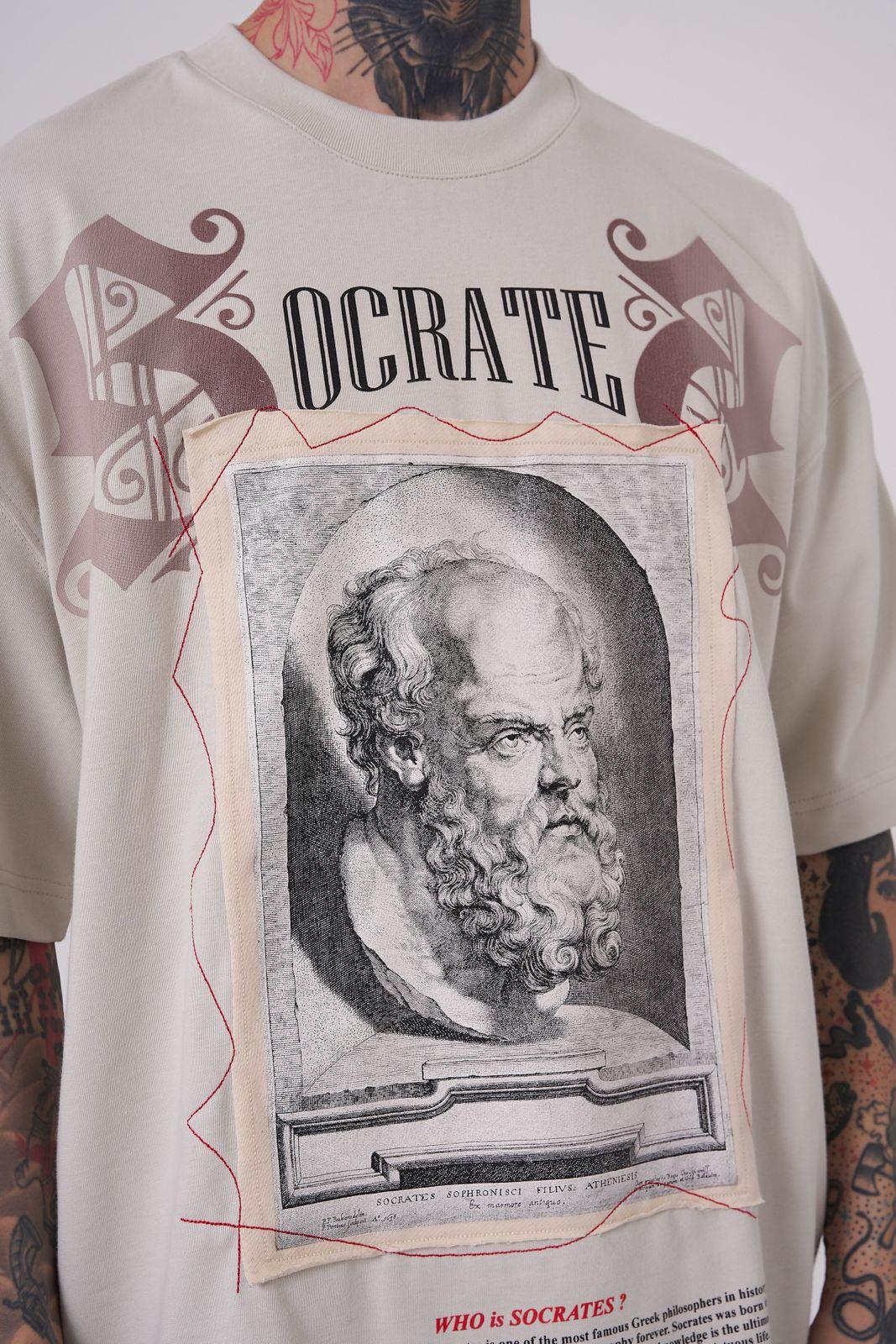 Erkek Premium Death of Socrates Oversize Tişört Uzay Grisi
