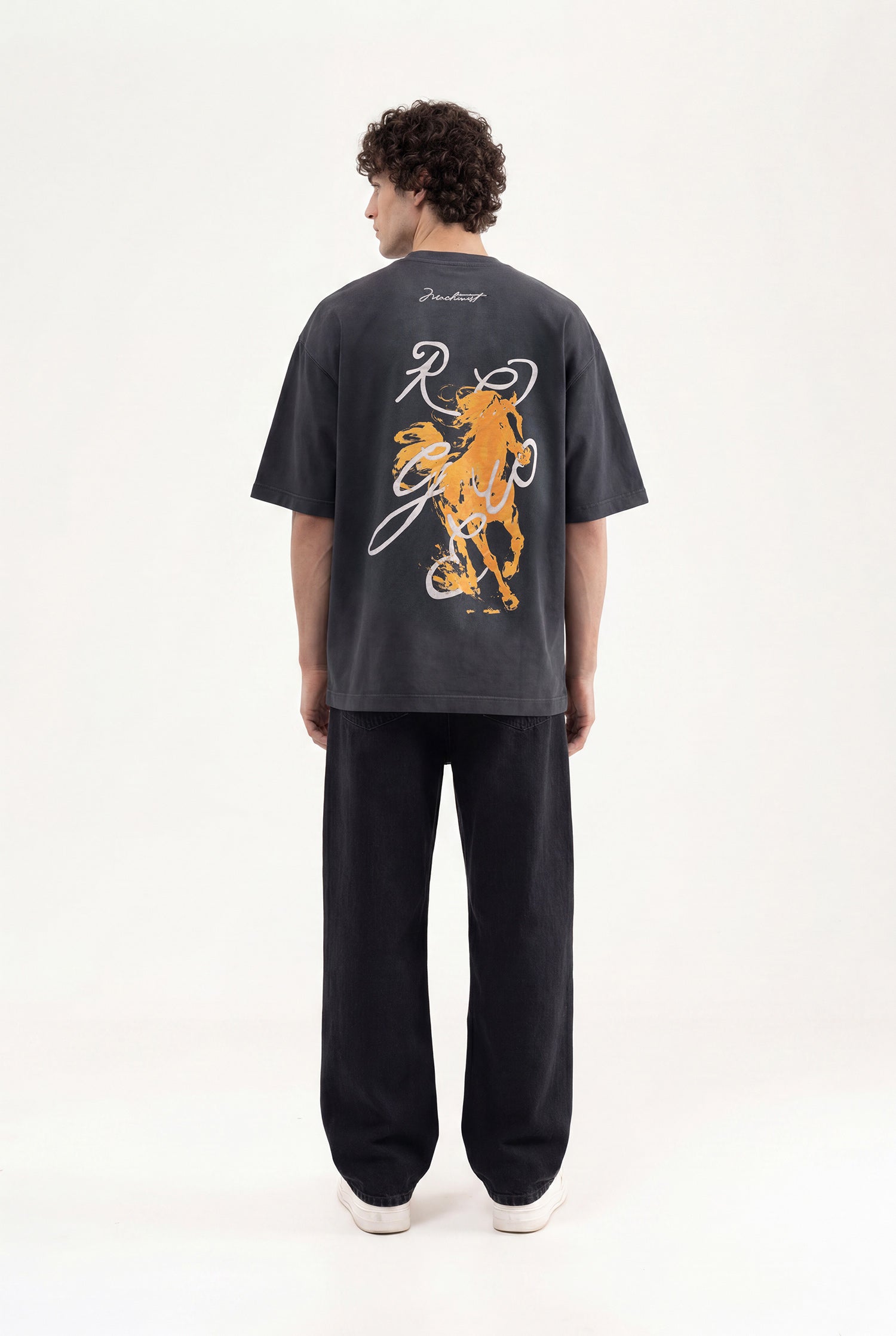 Erkek Printed and Embroidered Tişört Siyah-5