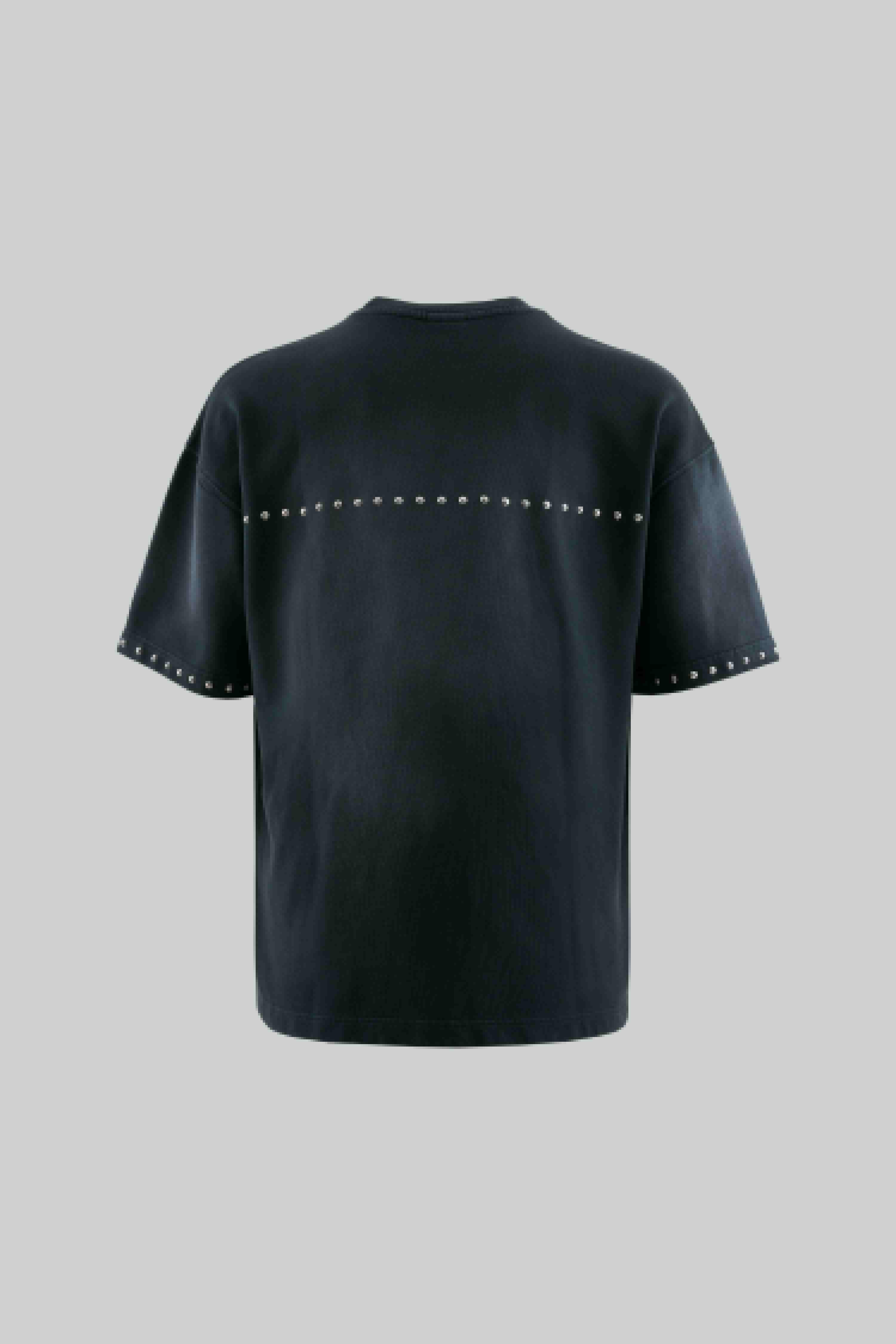 Erkek Printed And Rhinestone Yıkamalı Oversi̇ze Ti̇şört Siyah