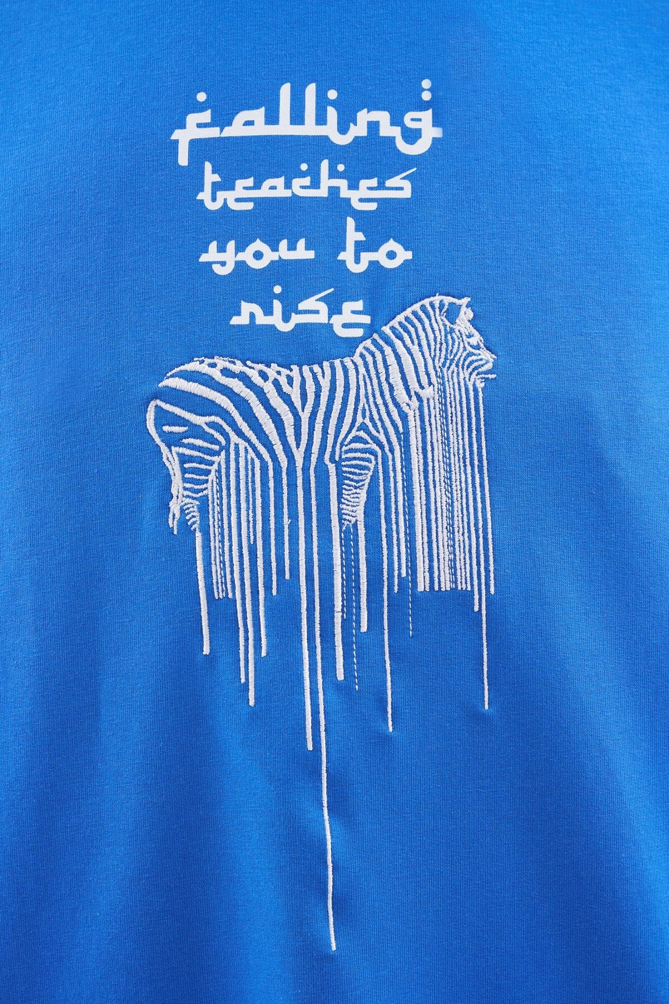 Erkek Printed and Zebra Oversize Tişört Açık Mavi