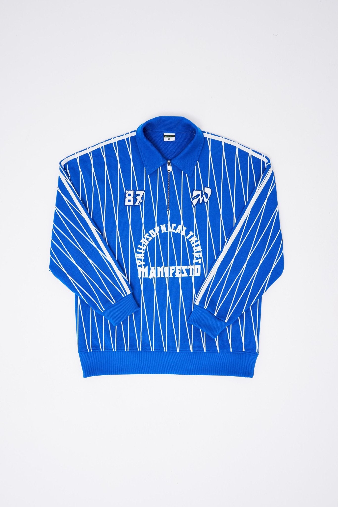 Erkek Printed And Zip Polo Sweatshirt Açık Mavi
