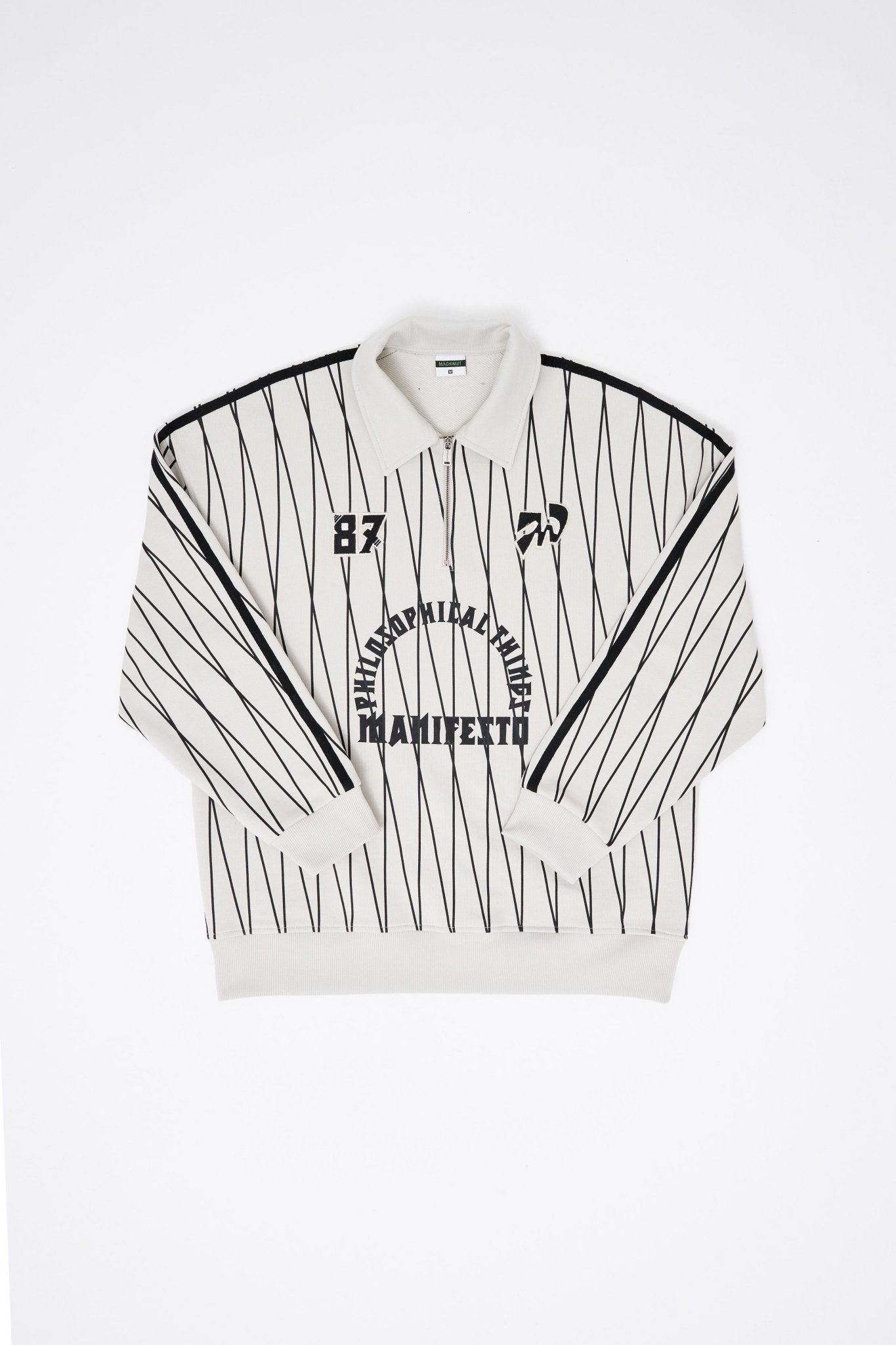 Erkek Printed And Zip Polo Sweatshirt Uzay Grisi