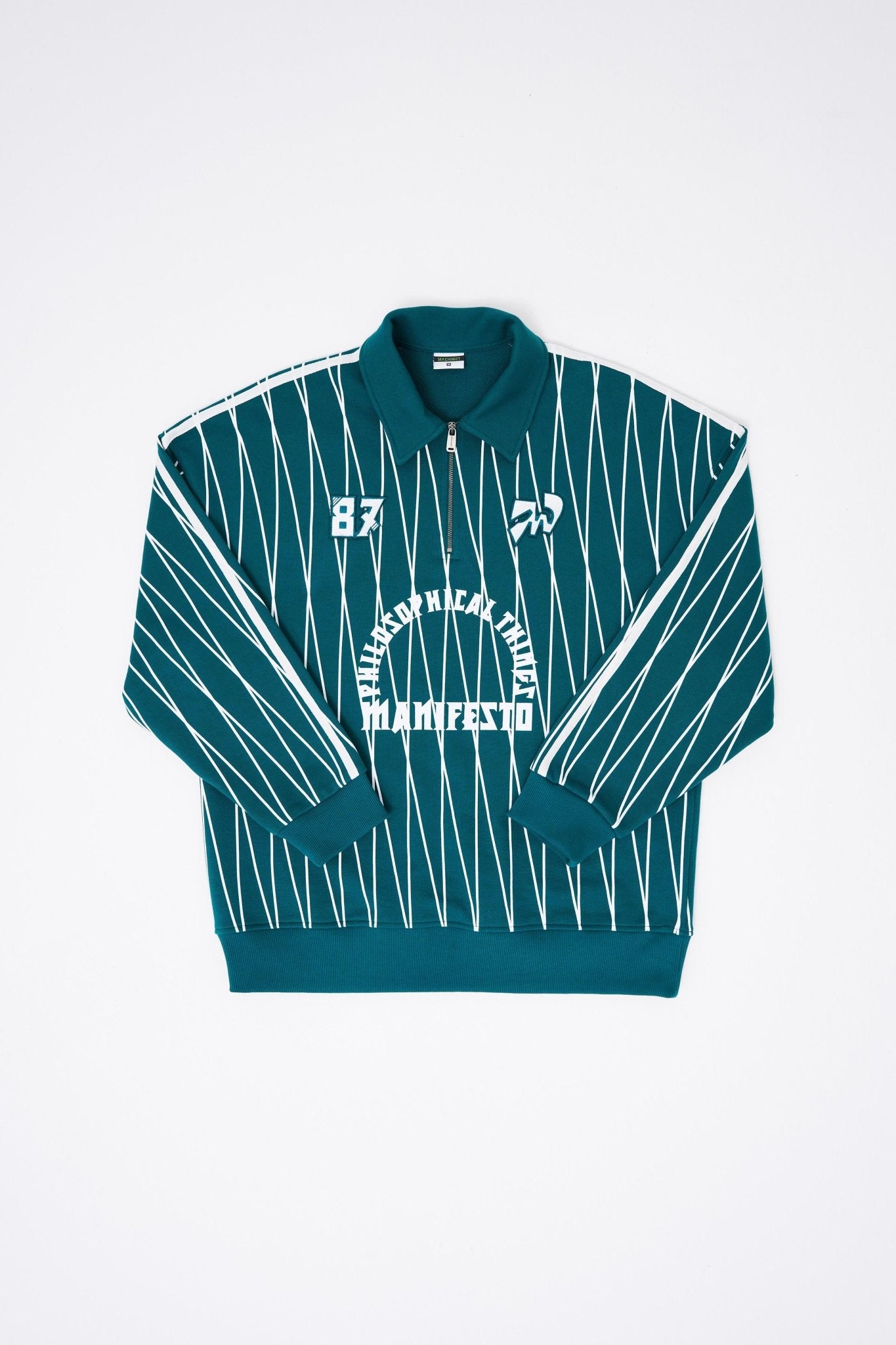 Erkek Printed And Zip Polo Sweatshirt Yağ Yeşili