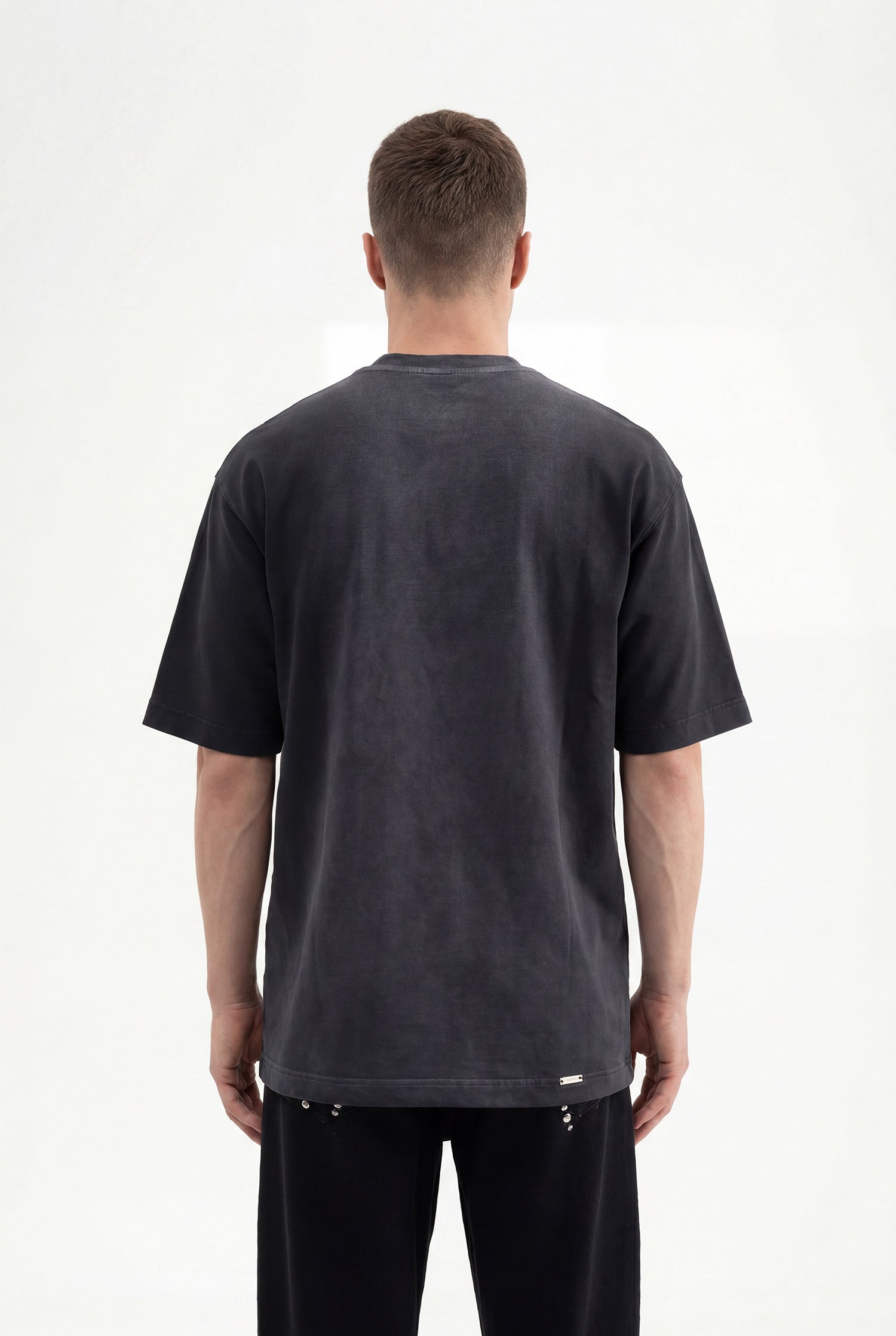 Erkek Printed Pocket Oversize Tişört Siyah-3