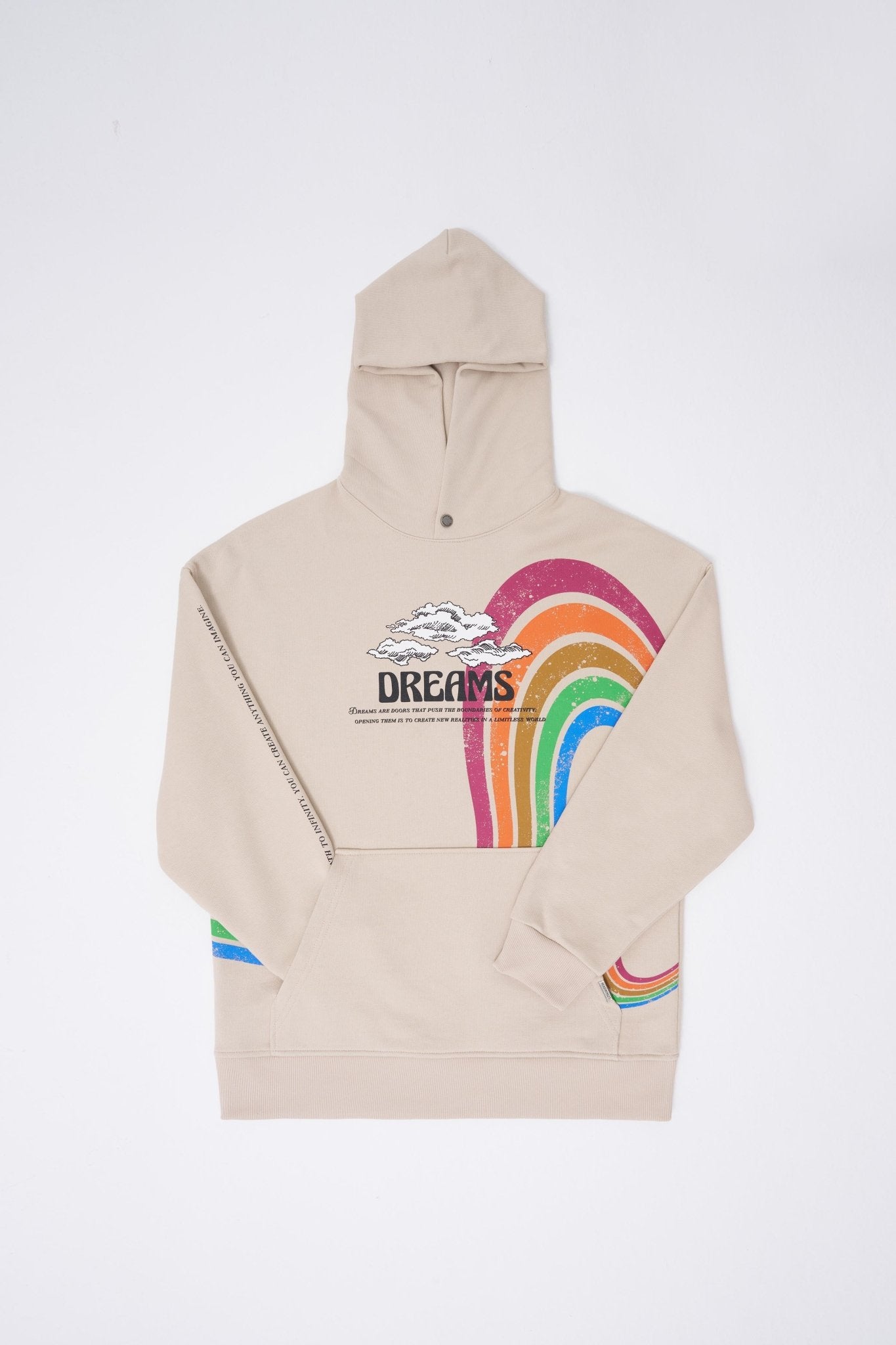 Erkek Rainbow Printed Kapüşonlu Sweatshirt Açık Bej