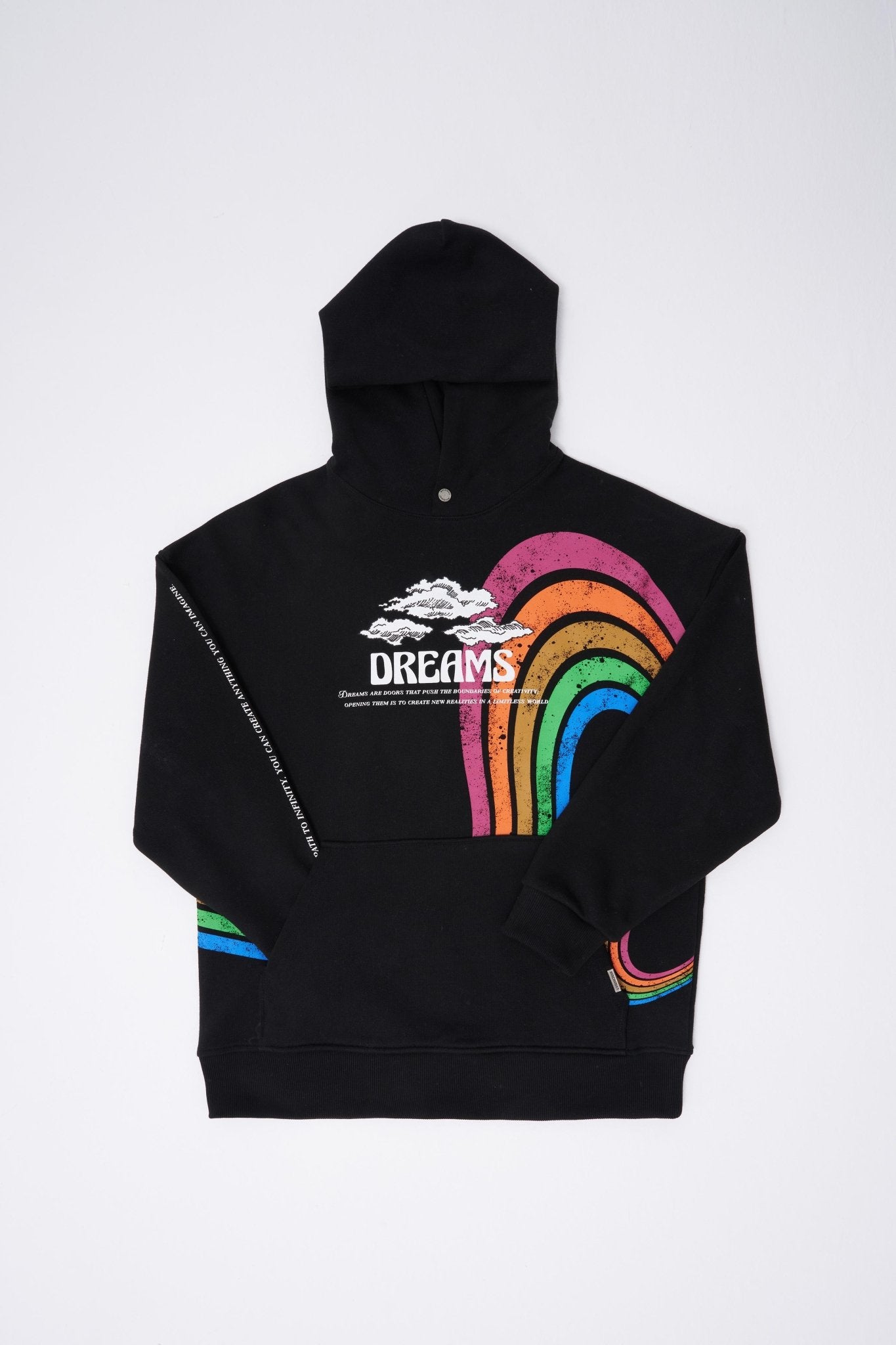 Erkek Rainbow Printed Kapüşonlu Sweatshirt Siyah