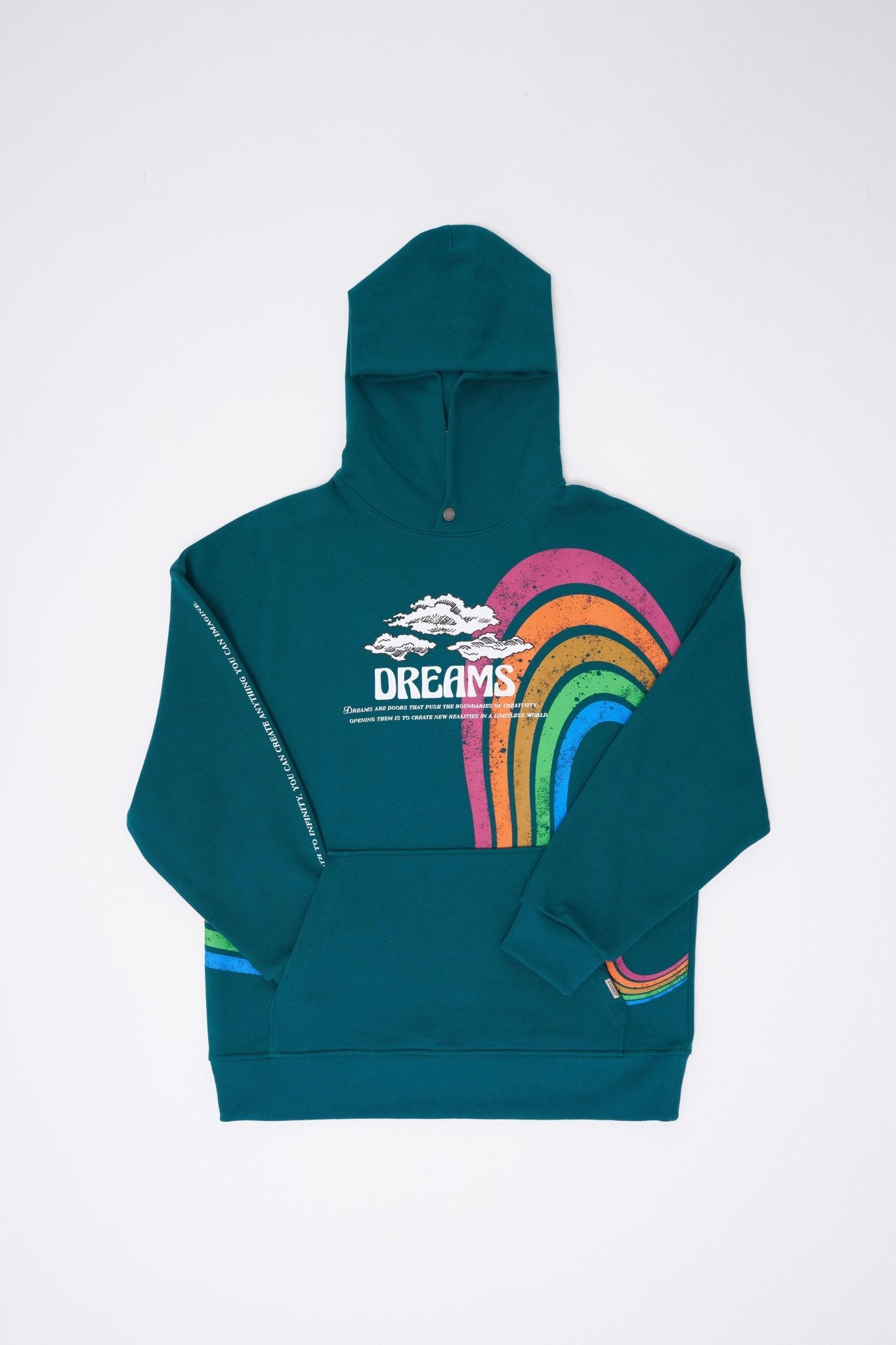 Erkek Rainbow Printed Kapüşonlu Sweatshirt Yağ Yeşili