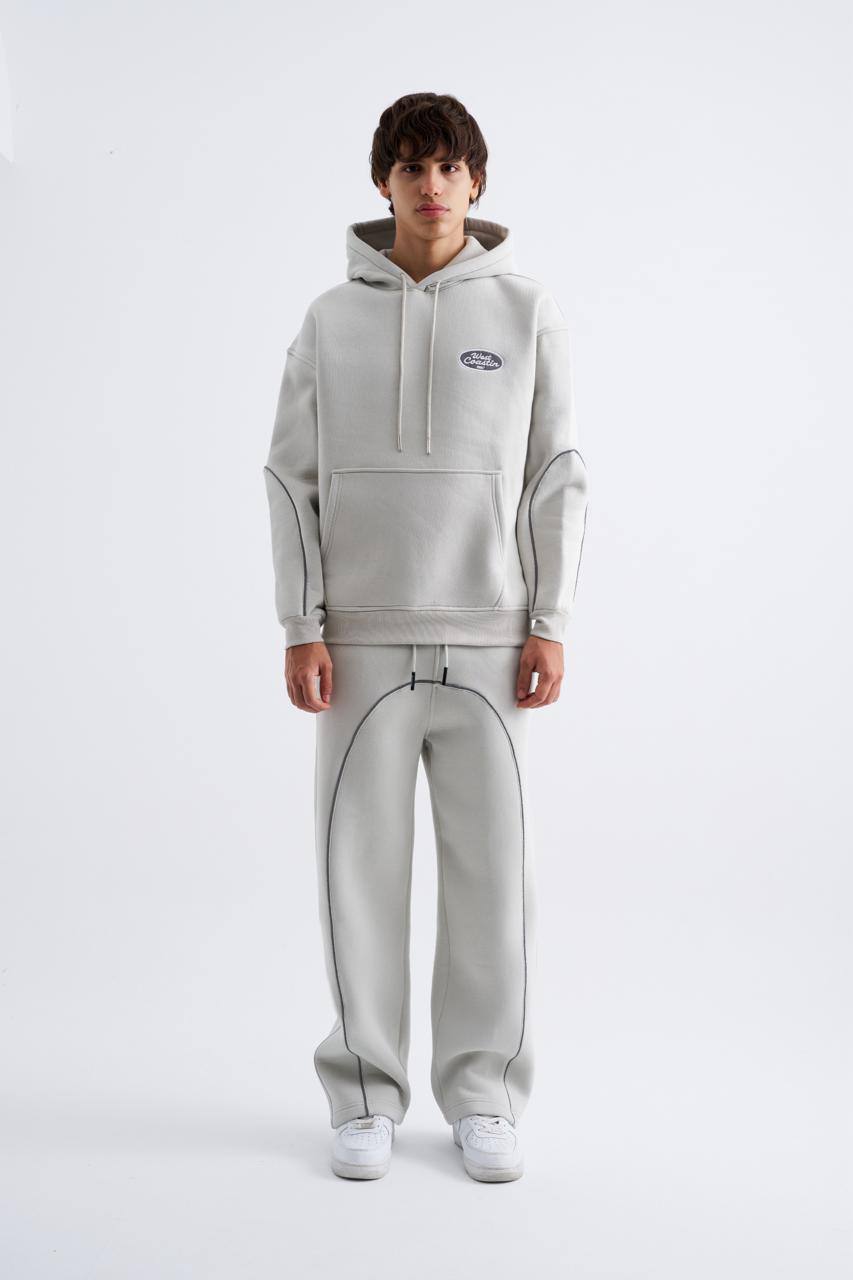 Erkek Reflektör Detaylı Kapüşonlu Sweatshirt Uzay Grisi