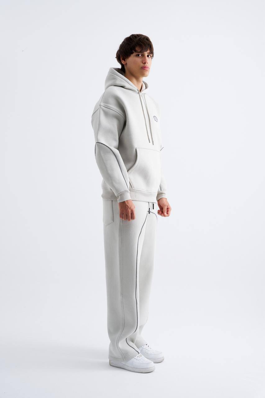 Erkek Reflektör Detaylı Kapüşonlu Sweatshirt Uzay Grisi