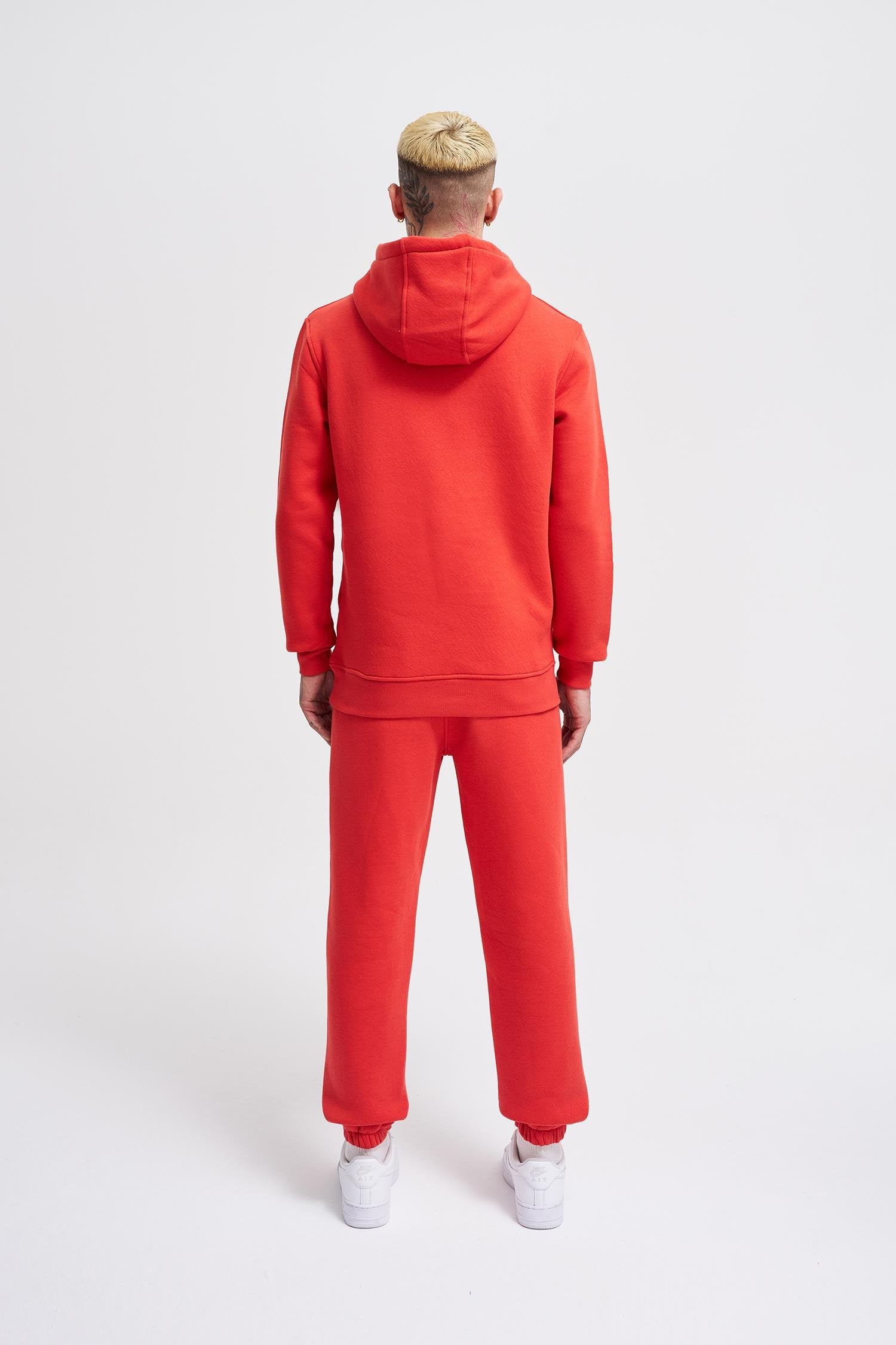 Erkek Regular Basic Kapüşonlu Sweatshirt Açık Kırmızı