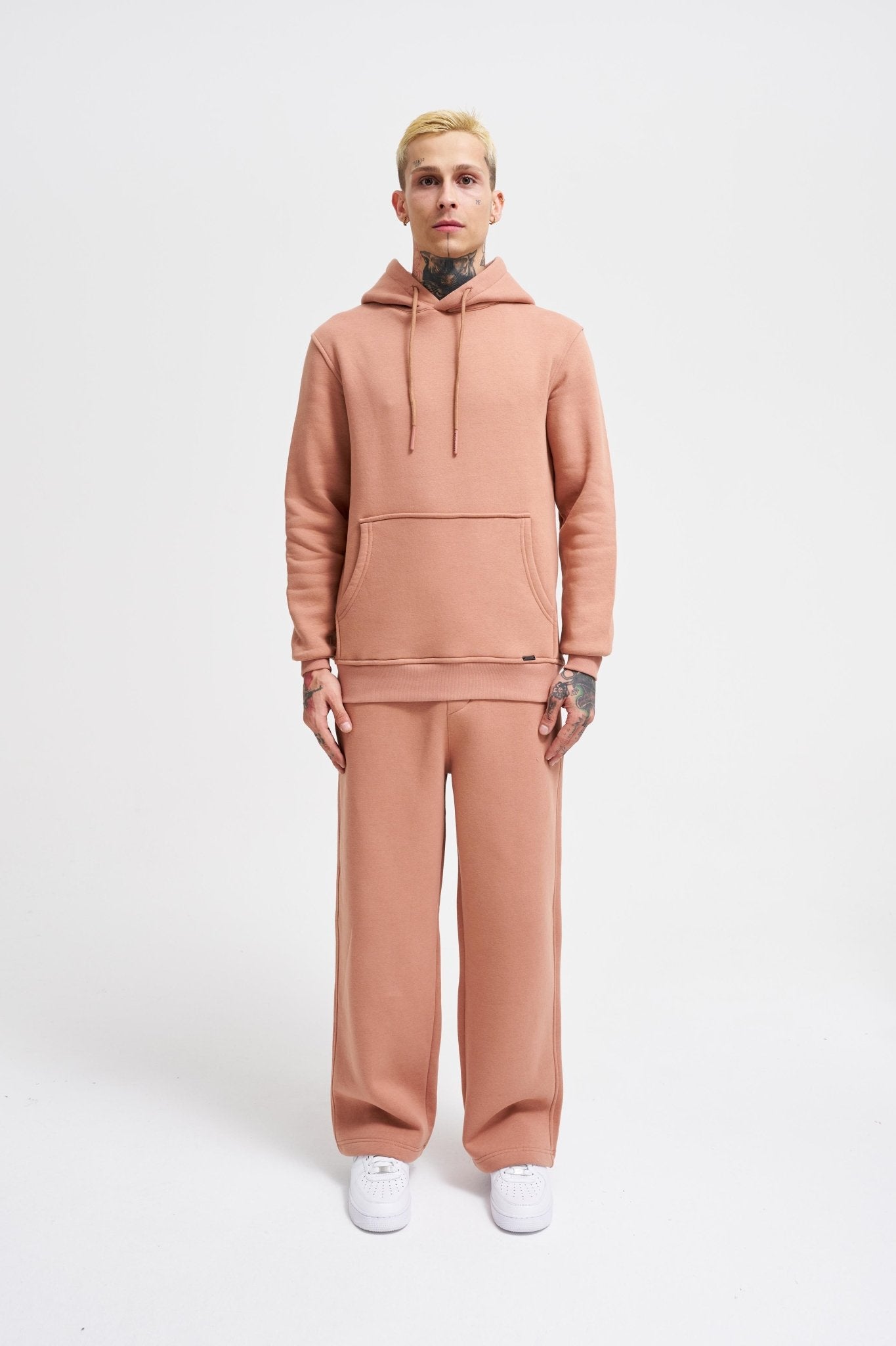 Erkek Regular Basic Kapüşonlu Sweatshirt Bakır