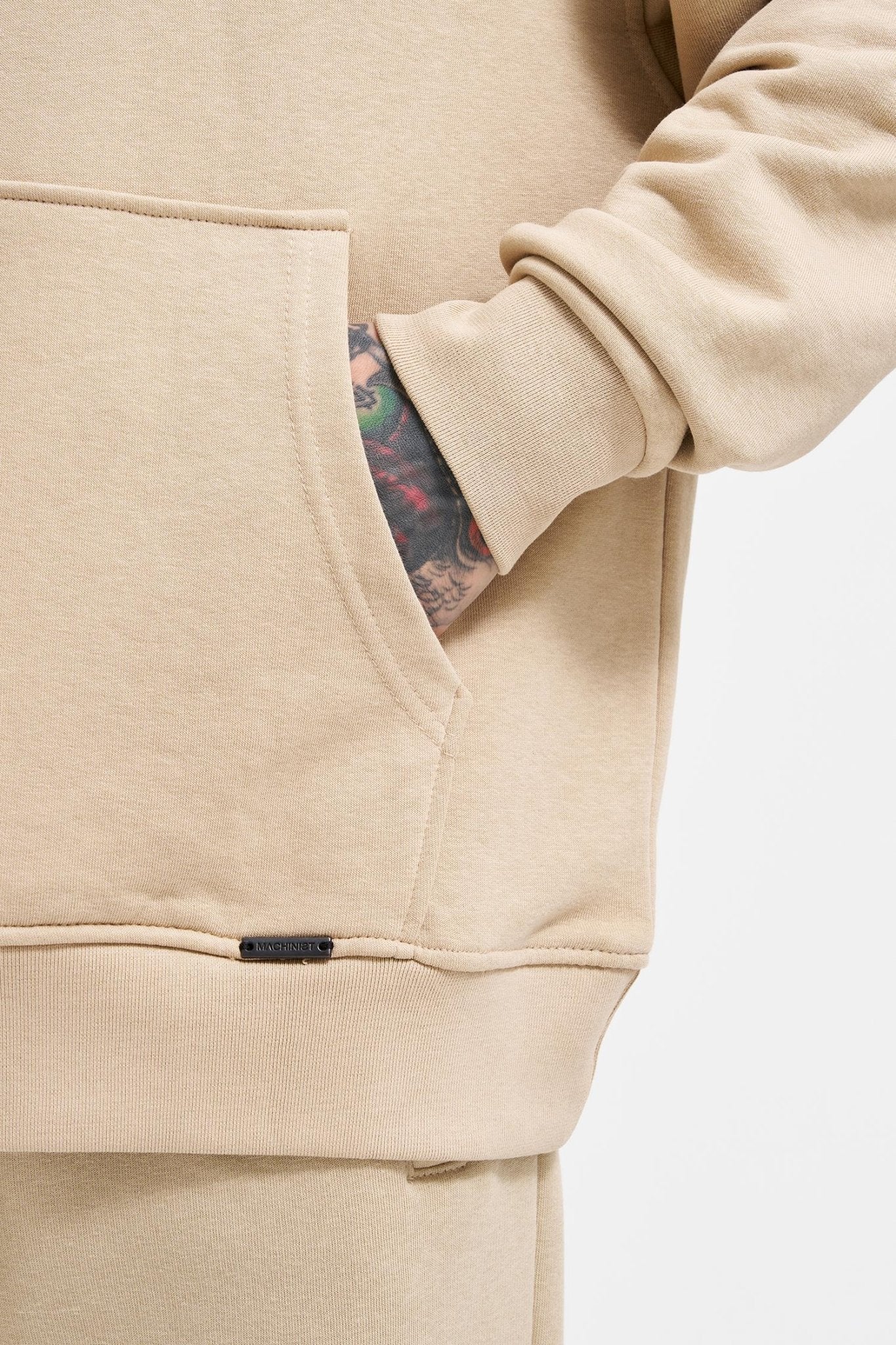 Erkek Regular Basic Kapüşonlu Sweatshirt Bej