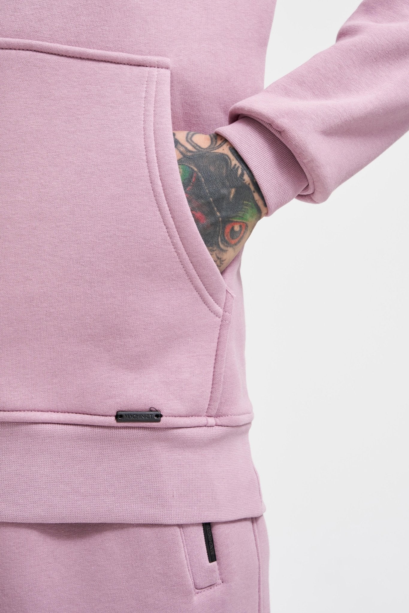 Erkek Regular Basic Kapüşonlu Sweatshirt Kirli Pembe