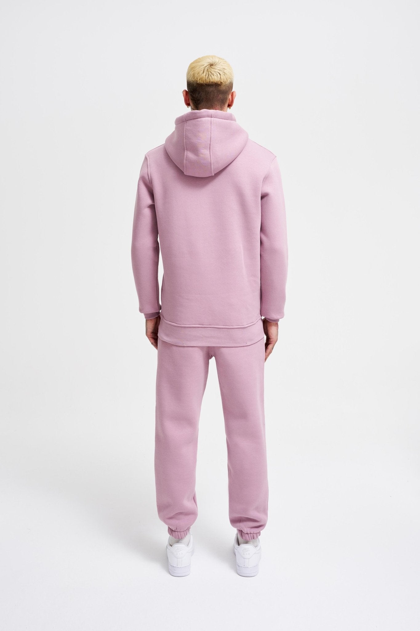 Erkek Regular Basic Kapüşonlu Sweatshirt Kirli Pembe