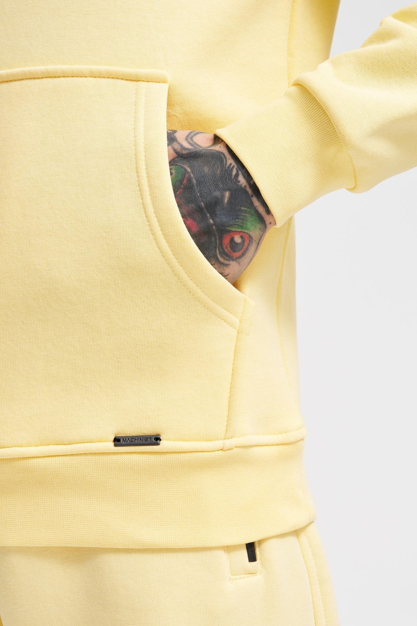 Erkek Regular Basic Kapüşonlu Sweatshirt Sarı