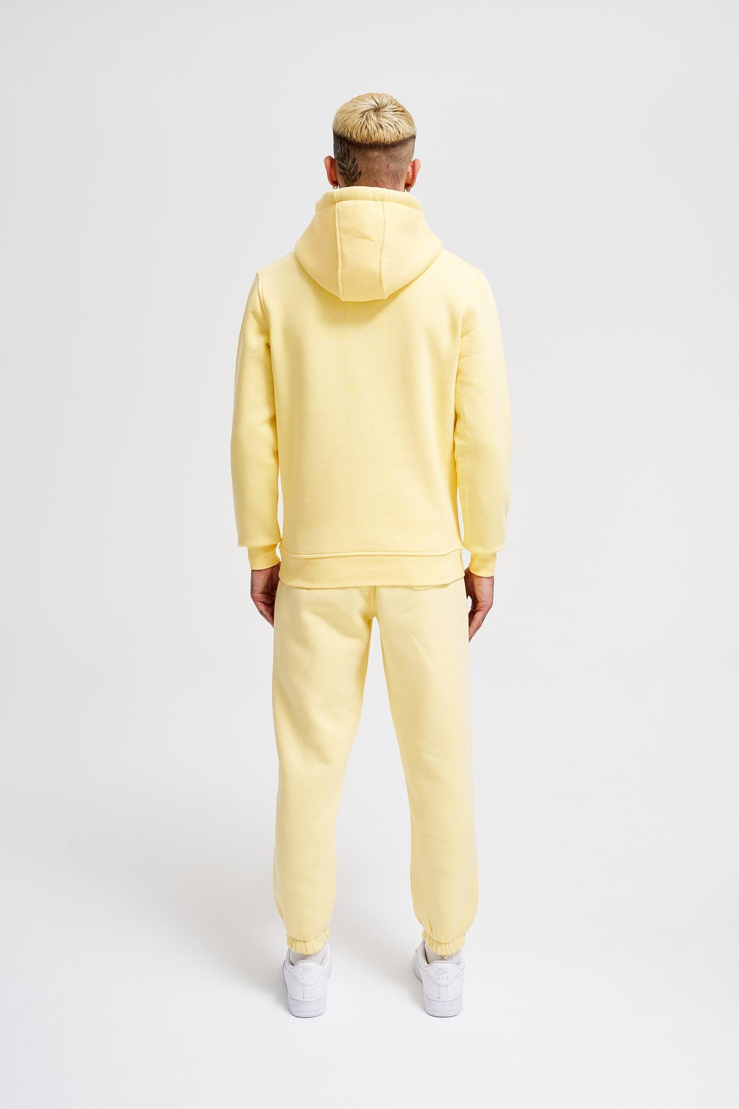 Erkek Regular Basic Kapüşonlu Sweatshirt Sarı