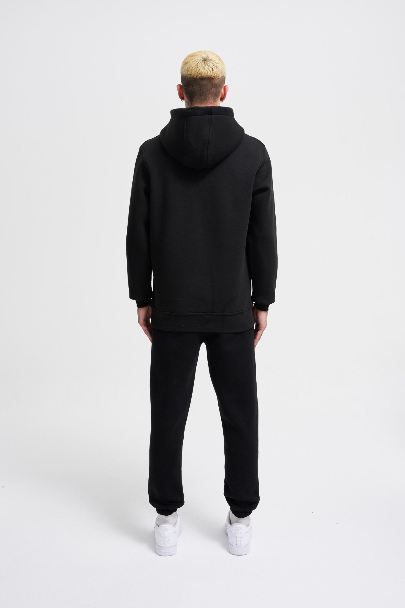 Erkek Regular Basic Kapüşonlu Sweatshirt Siyah