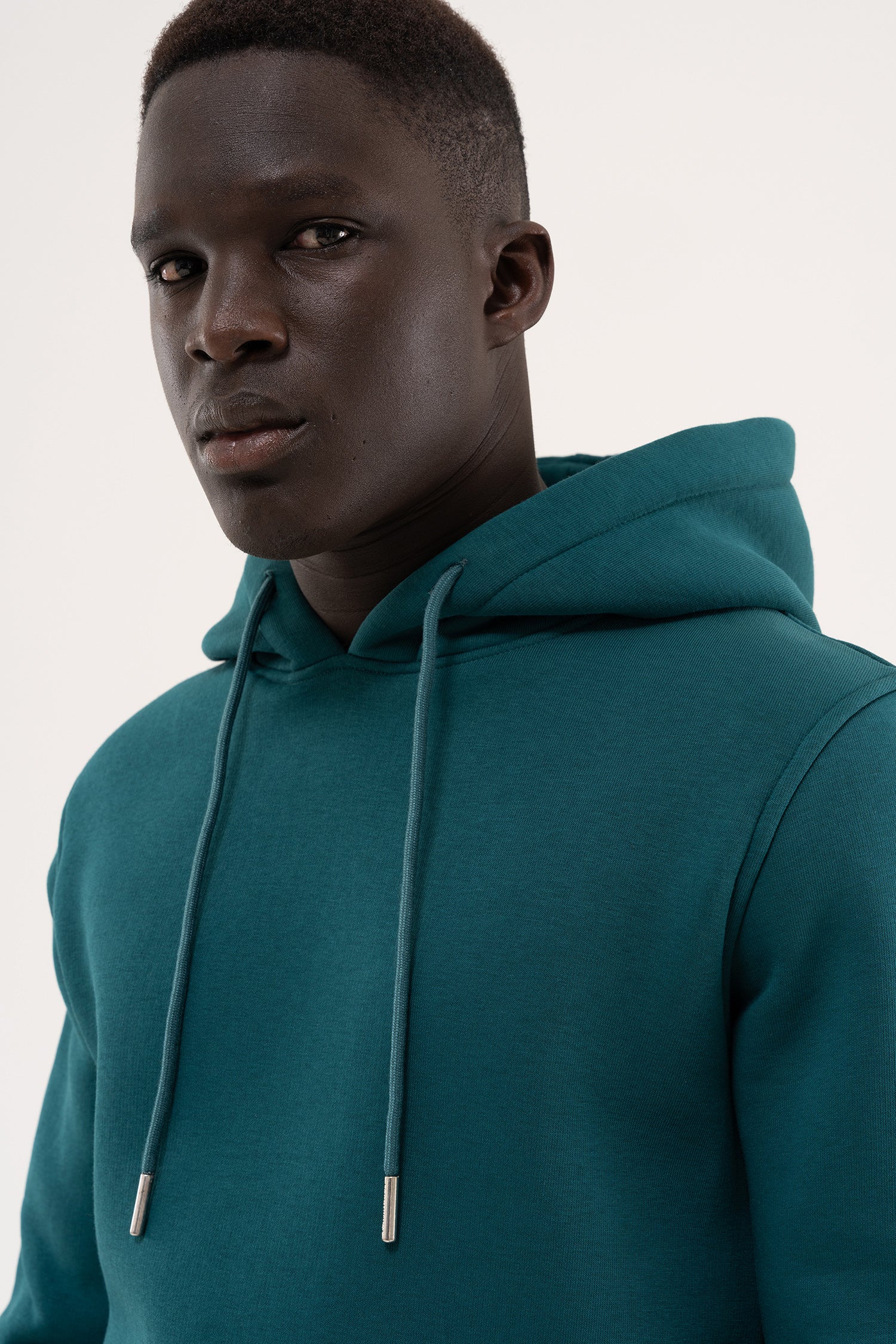 Erkek Regular Basic Kapüşonlu Sweatshirt Yağ Yeşili-4