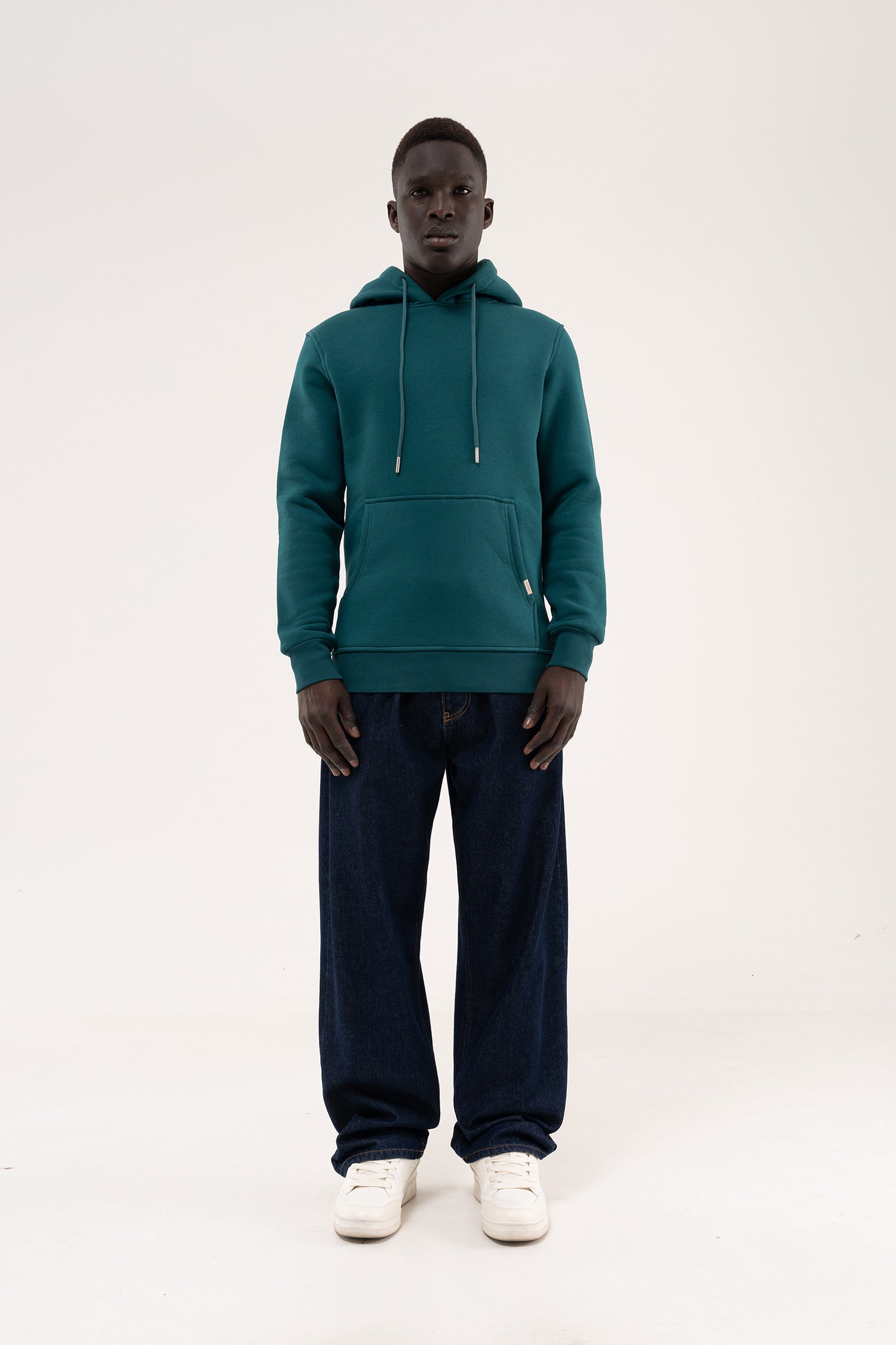 Erkek Regular Basic Kapüşonlu Sweatshirt Yağ Yeşili-7