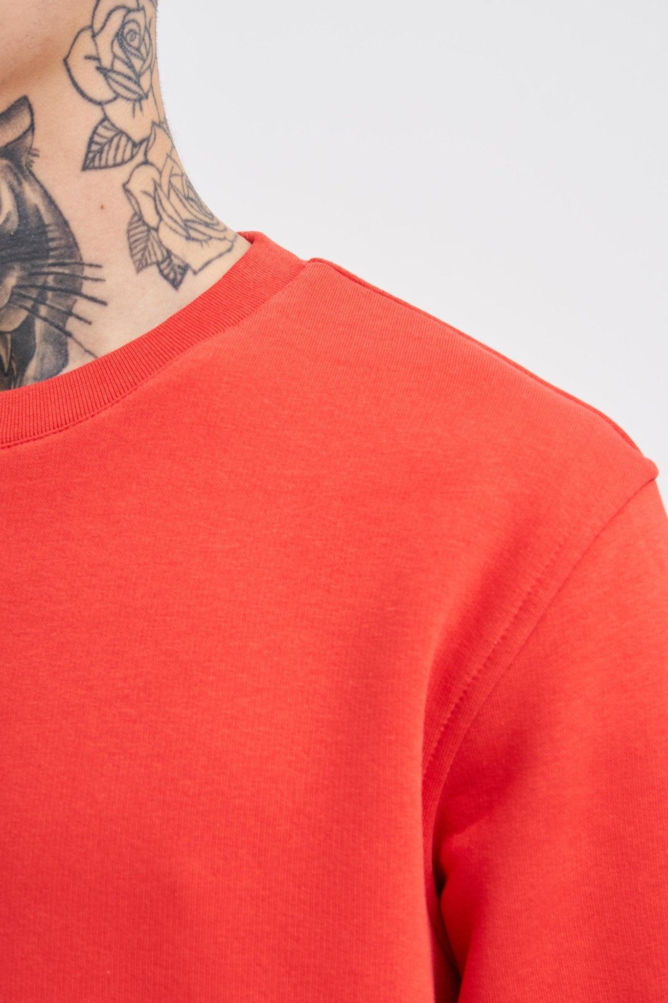 Erkek Regular Bisiklet Yaka Basic Sweatshirt Açık Kırmızı